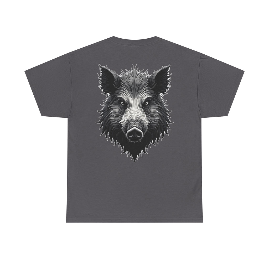 Wild Boar Graphic Tee — Detailed Monochrome Boar Head T-Shirt