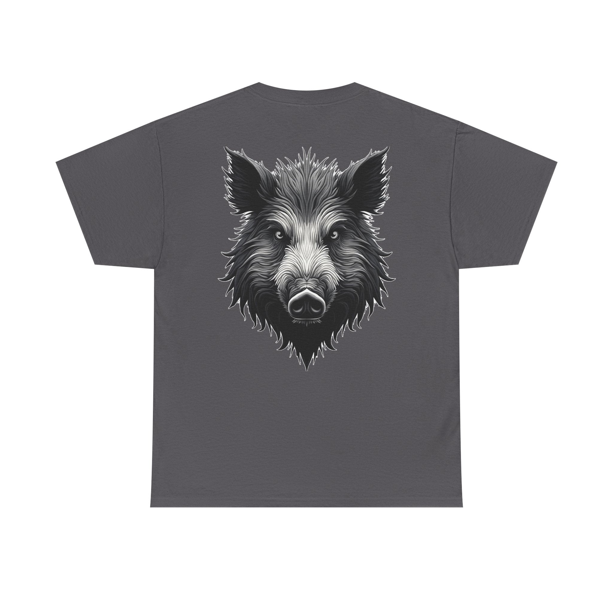 Wild Boar Graphic Tee — Detailed Monochrome Boar Head T-Shirt