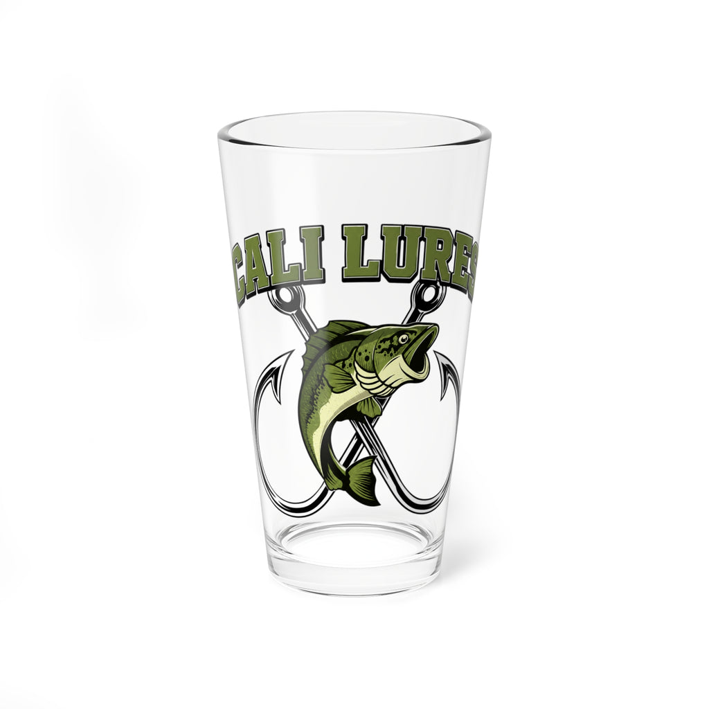 Mixing Glass: "Cali Lures" Fishing Bass Pint Glass (16 oz)