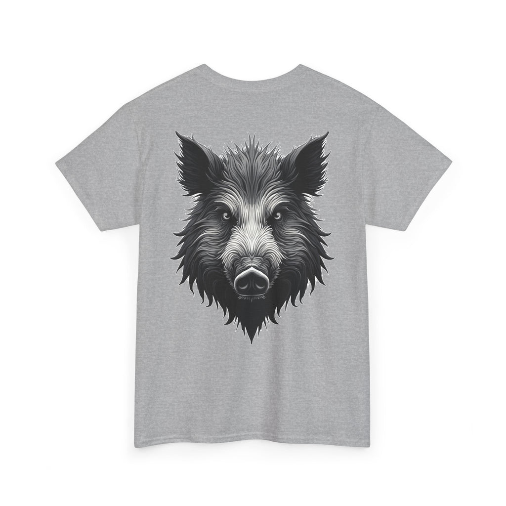 Wild Boar Graphic Tee — Detailed Monochrome Boar Head T-Shirt