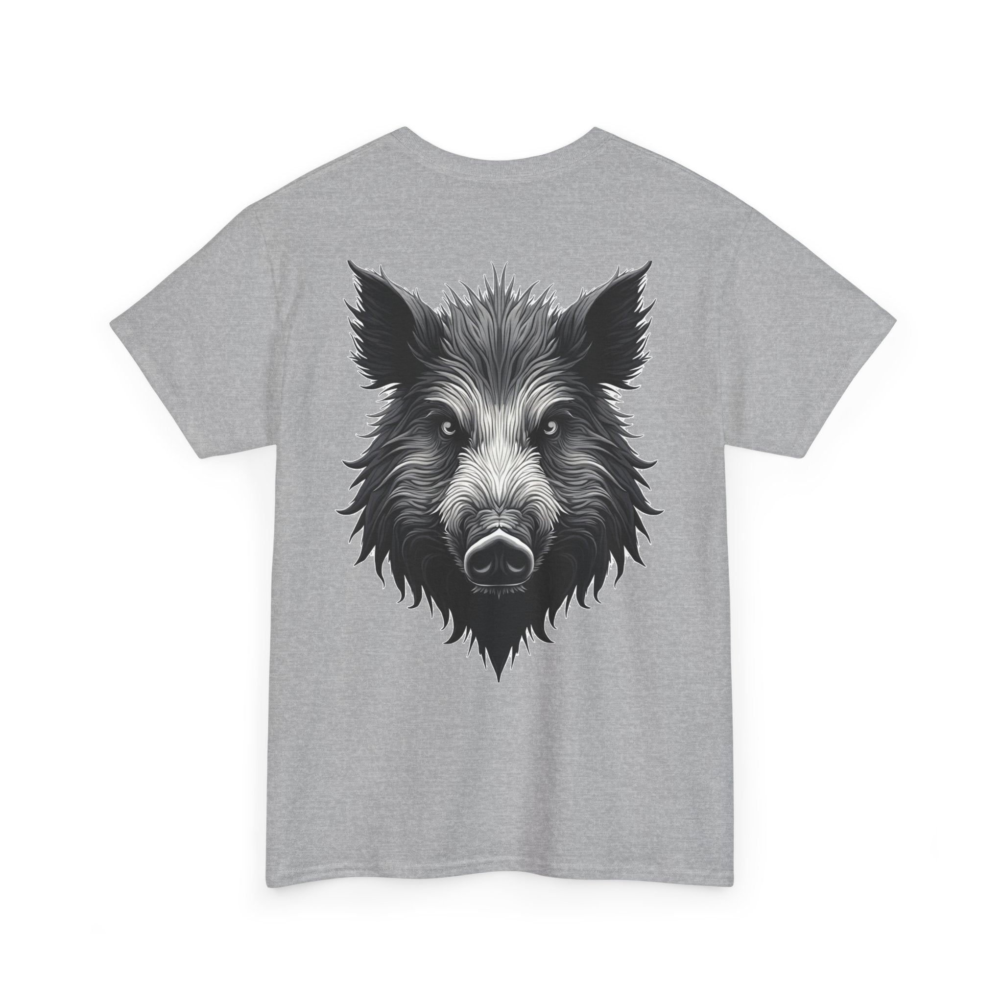 Wild Boar Graphic Tee — Detailed Monochrome Boar Head T-Shirt