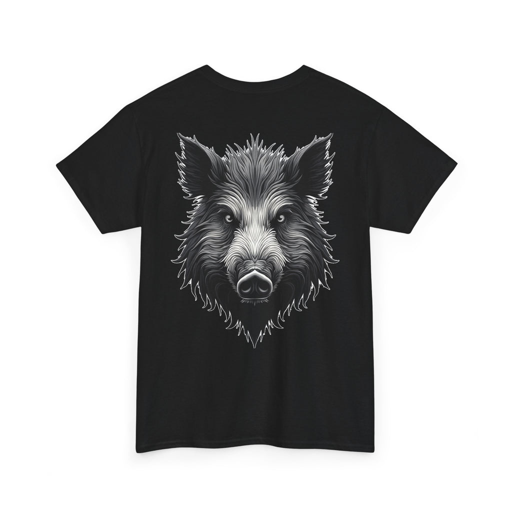 Wild Boar Graphic Tee — Detailed Monochrome Boar Head T-Shirt