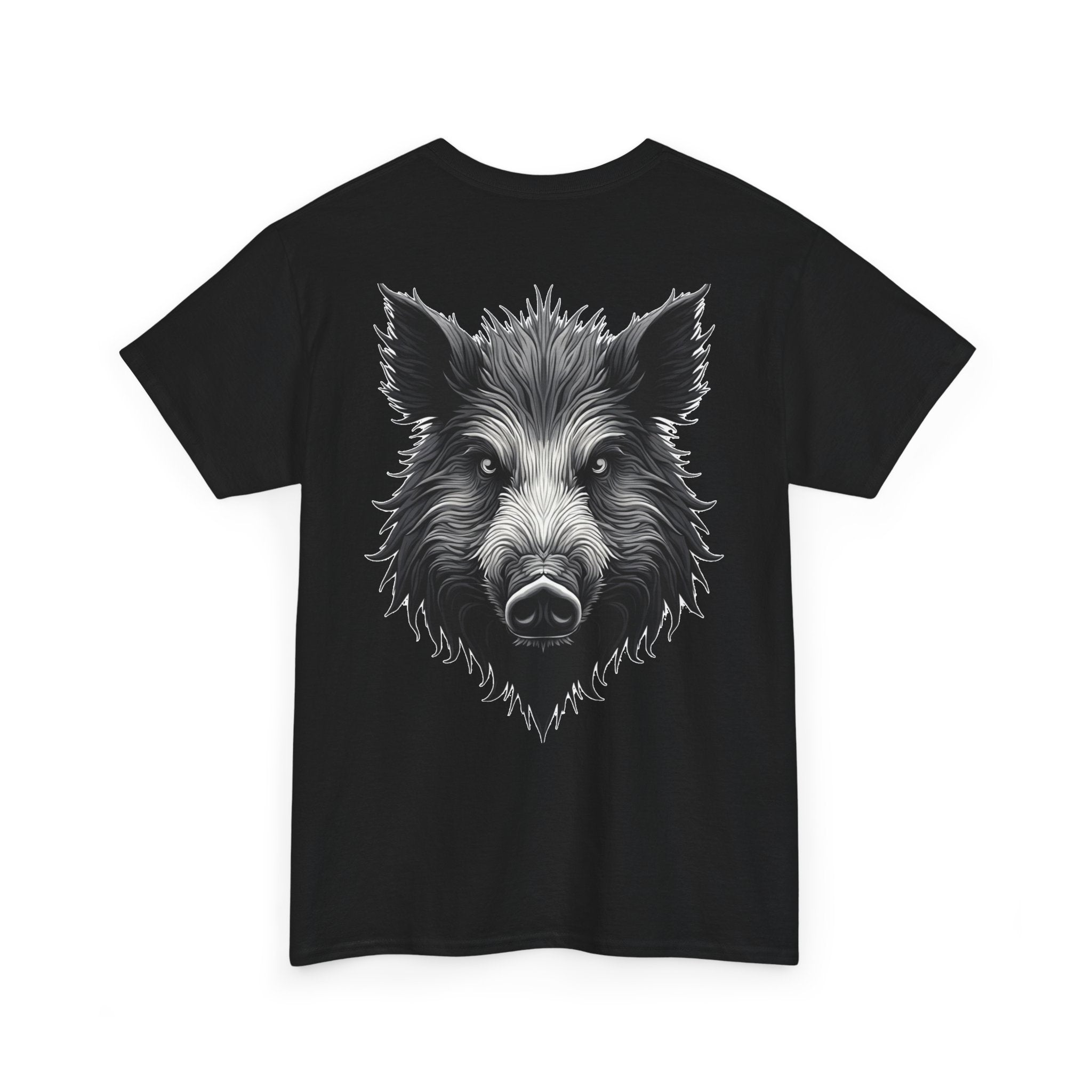 Wild Boar Graphic Tee — Detailed Monochrome Boar Head T-Shirt