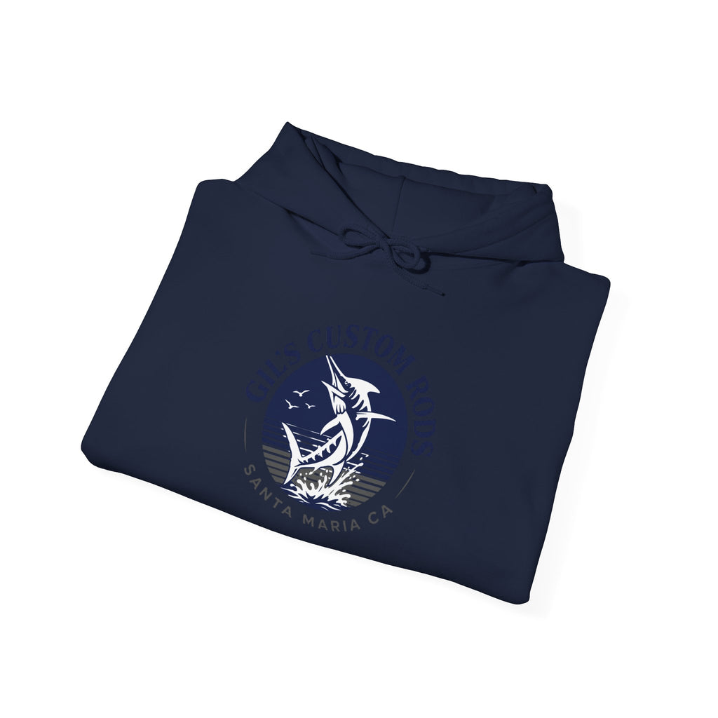 Fishing Hoodie — "Gils Custom Rods" Santa Maria CA Logo Pullover