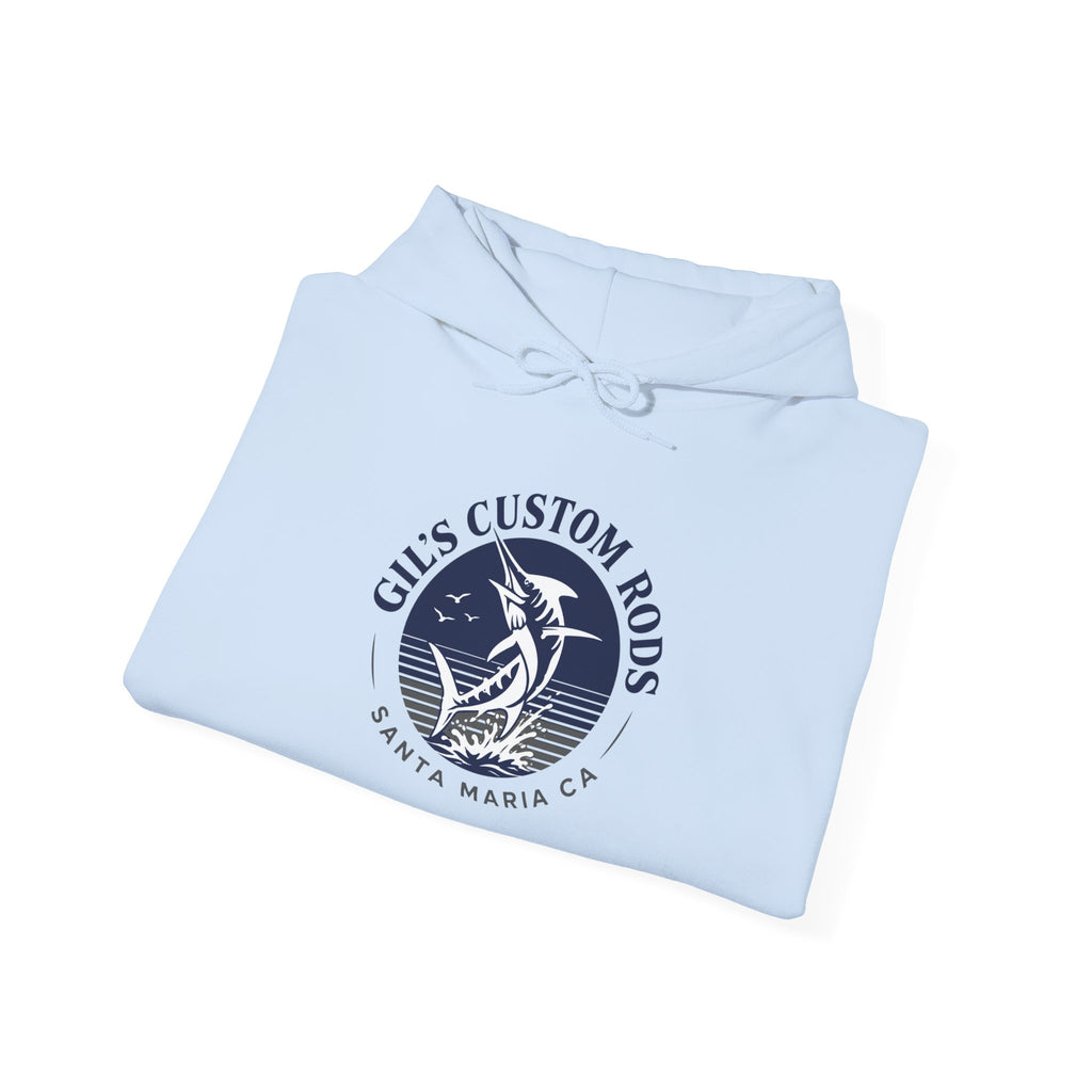 Fishing Hoodie — "Gils Custom Rods" Santa Maria CA Logo Pullover
