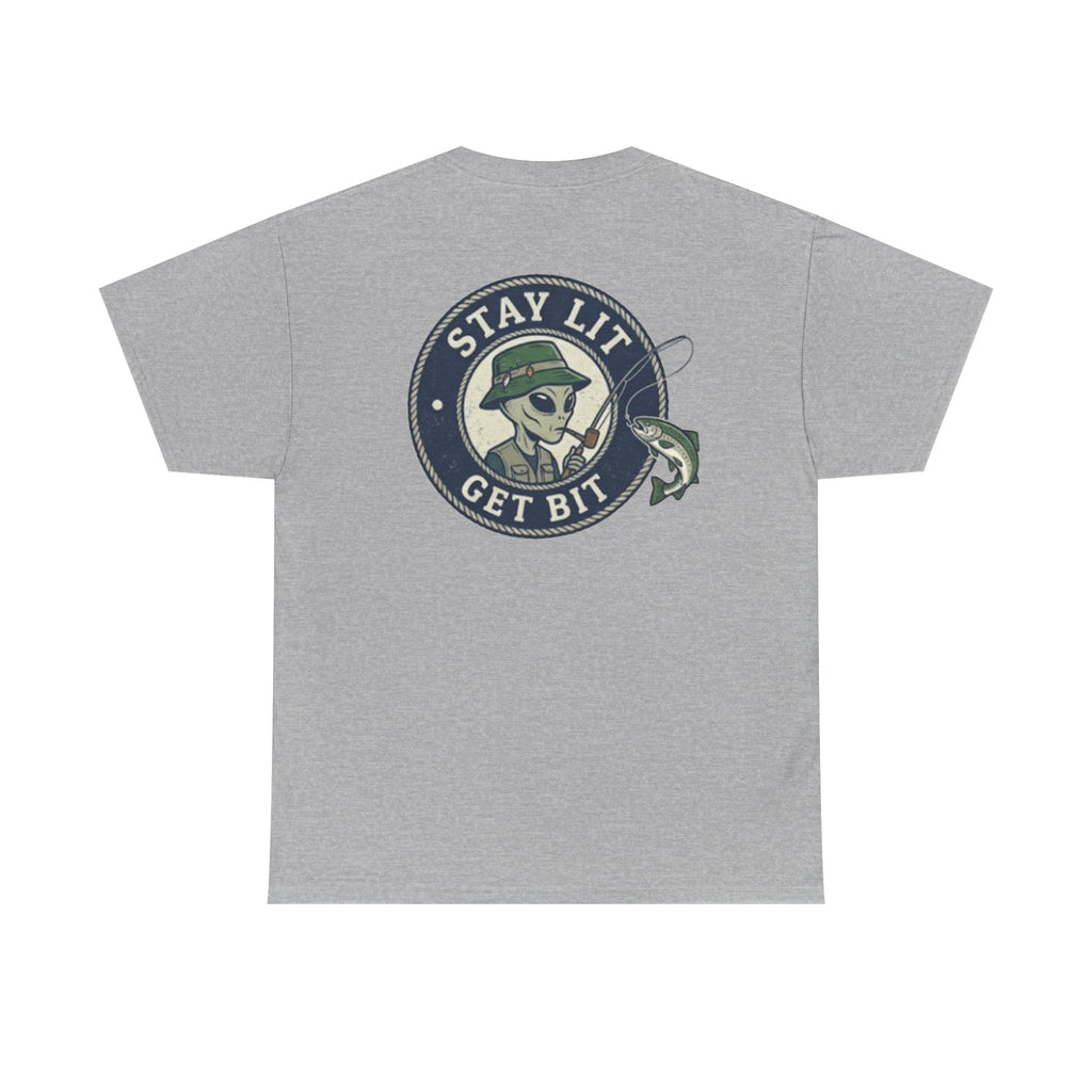 Fishing Skull Tee — "Stay Lit Get Bit" Graphic T-Shirt