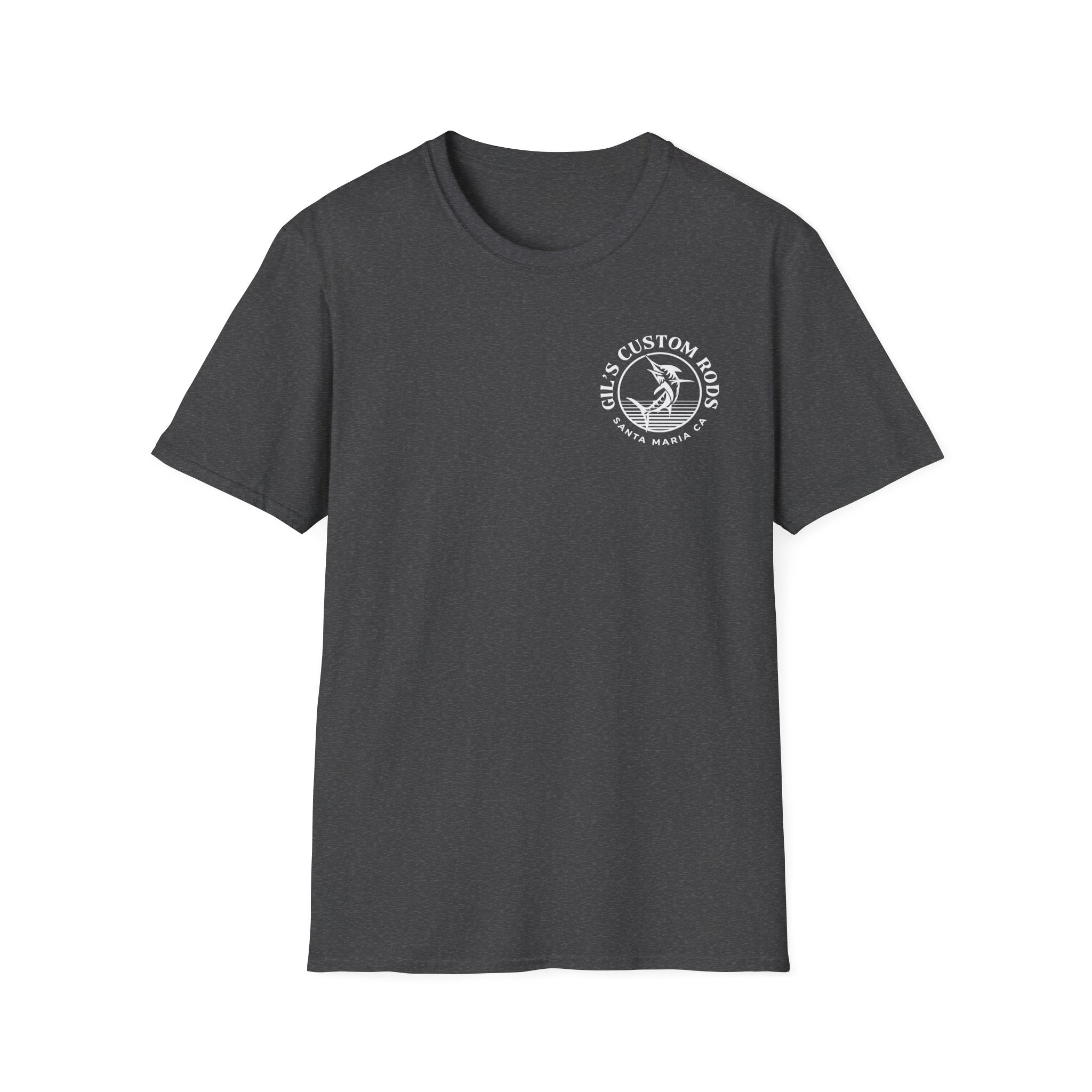 Fishing Logo T-Shirt — 'Gill's Custom Rods, Santa Maria CA' Pocket Tee