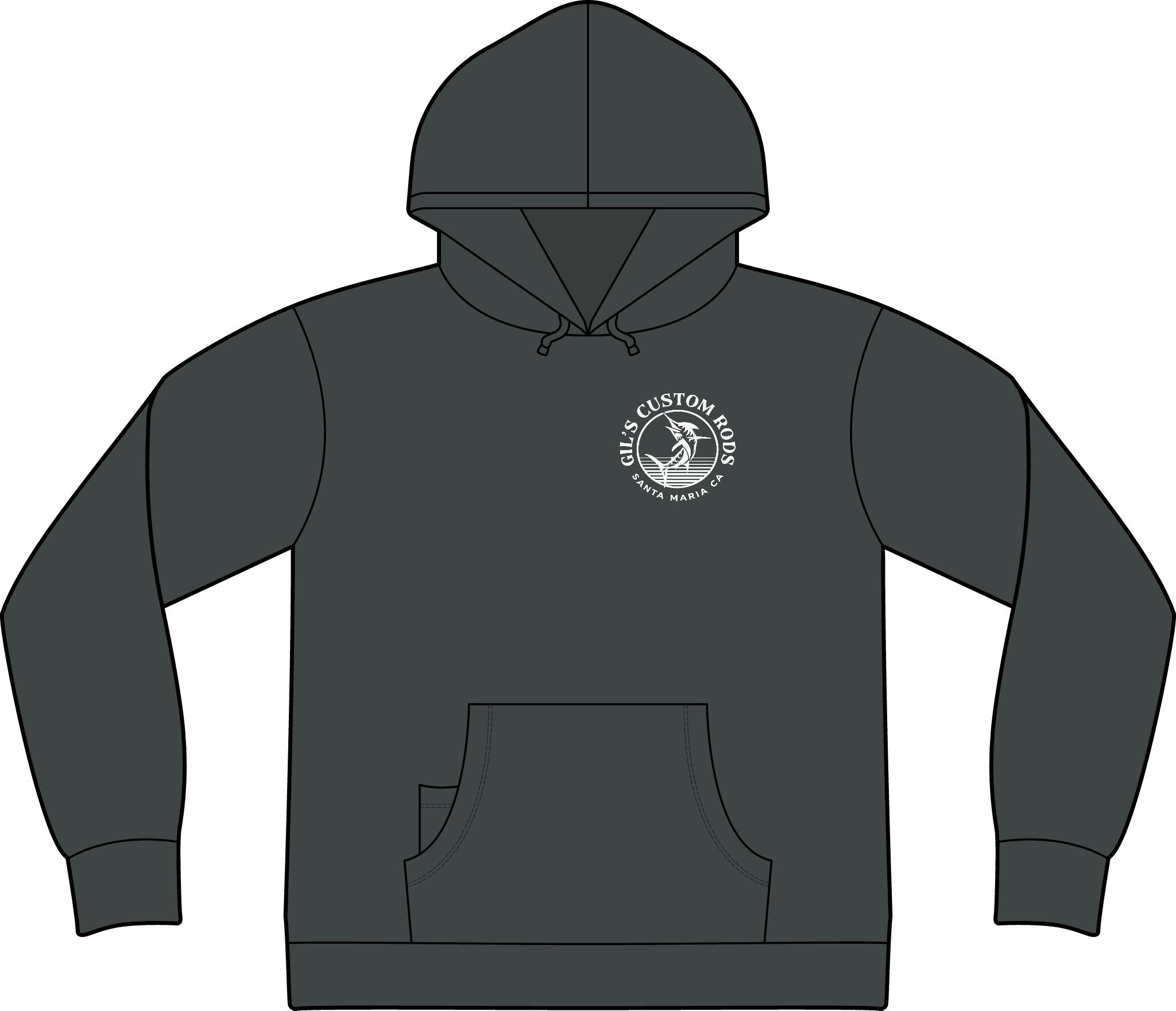 Fishing Hoodie – "Gil's Custom Rods, Santa Maria CA" Logo Pullover