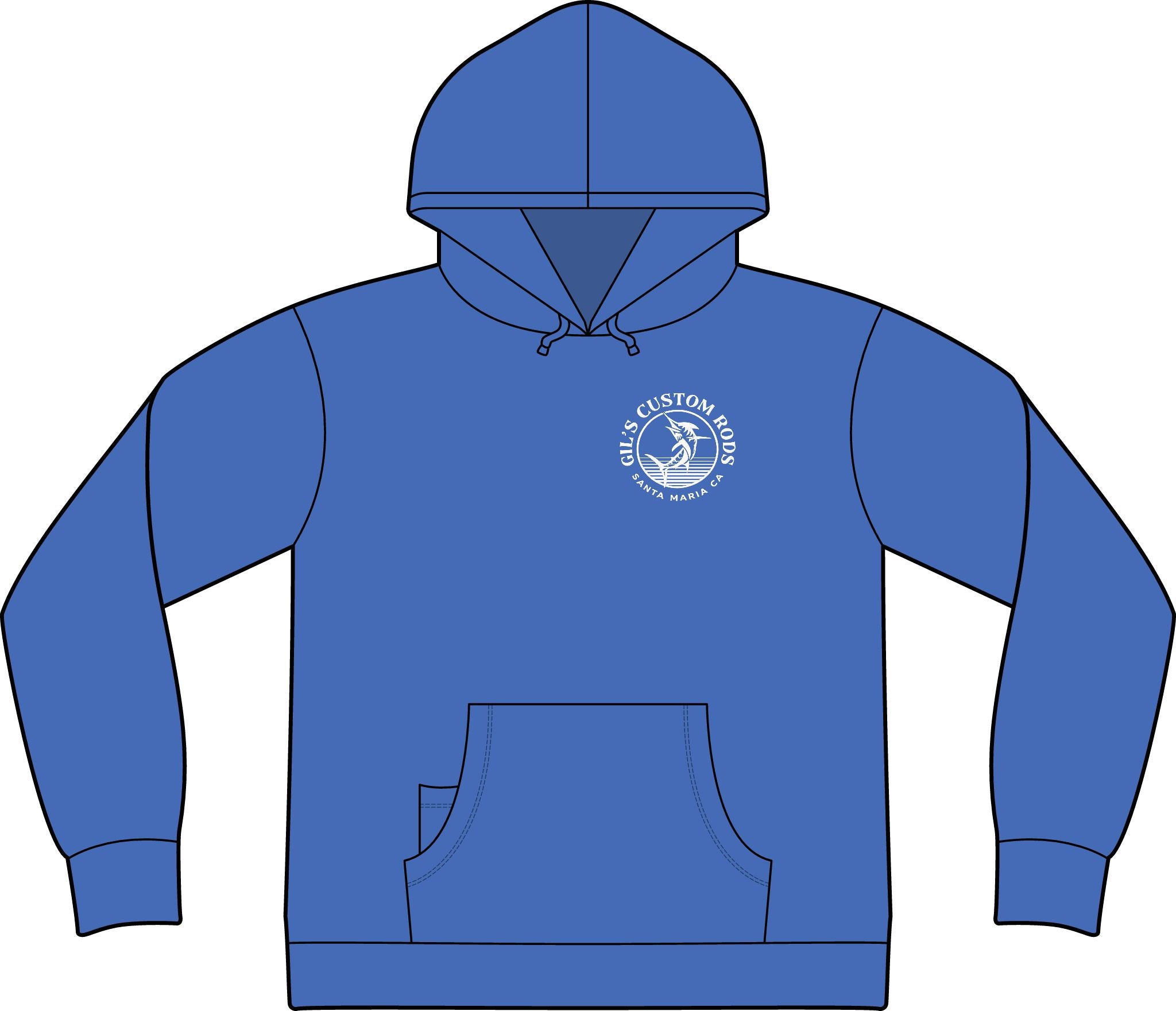 Fishing Hoodie – "Gil's Custom Rods, Santa Maria CA" Logo Pullover