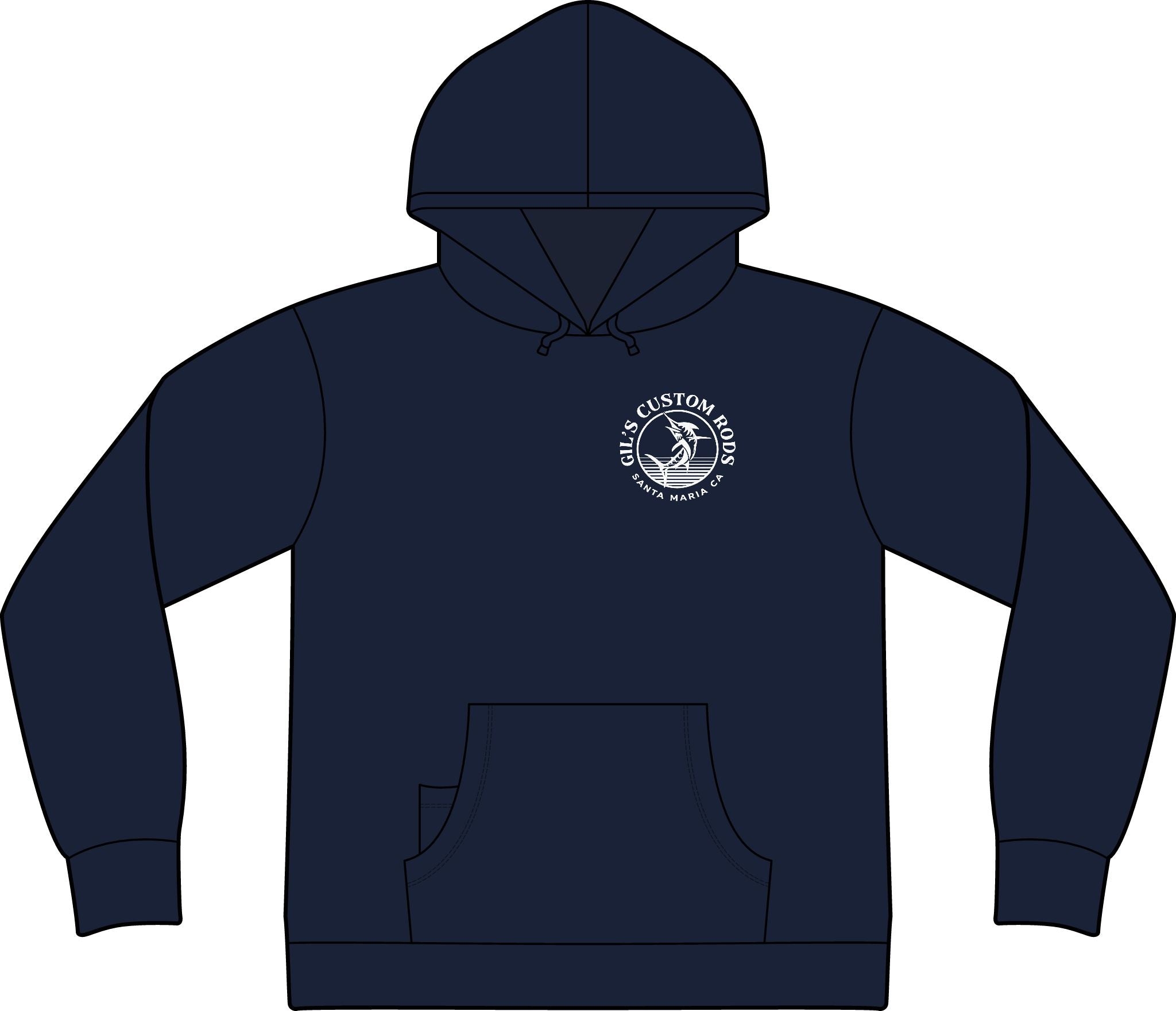Fishing Hoodie – "Gil's Custom Rods, Santa Maria CA" Logo Pullover