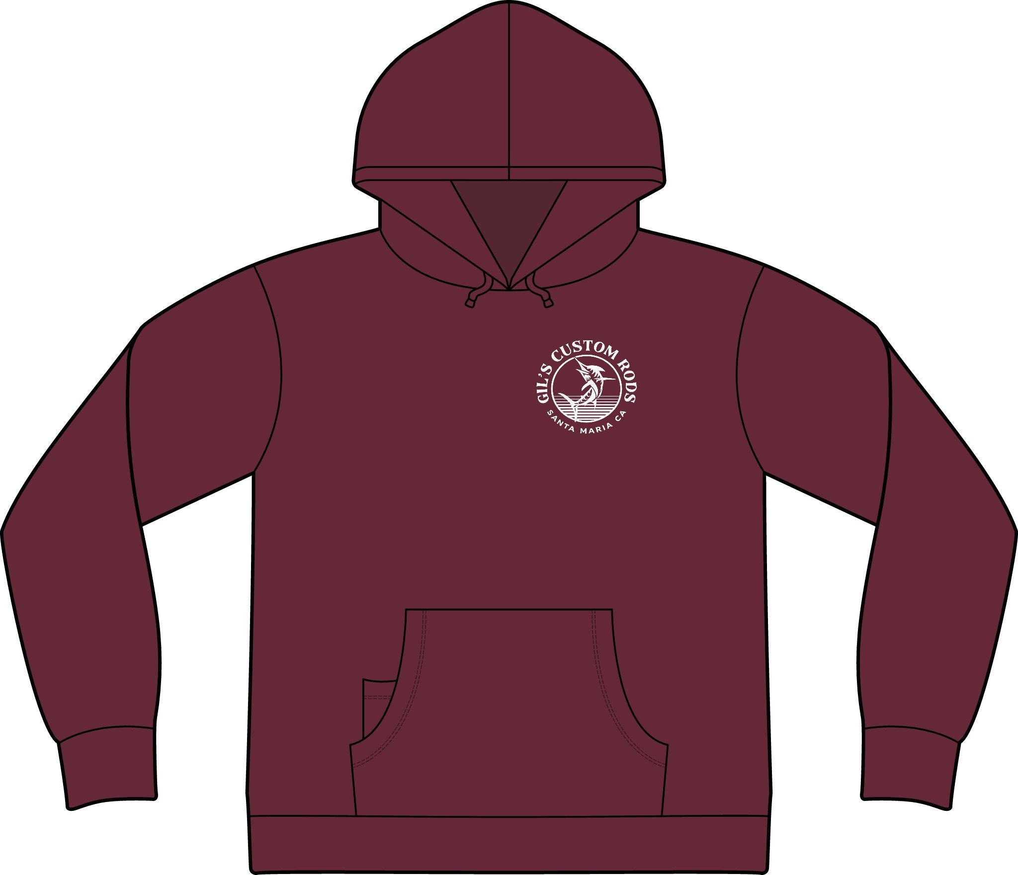 Fishing Hoodie – "Gil's Custom Rods, Santa Maria CA" Logo Pullover