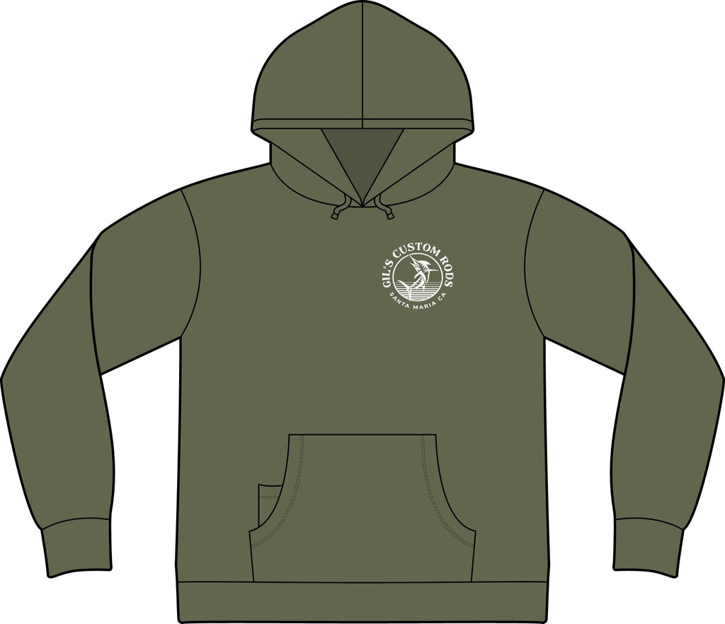 Fishing Hoodie – "Gil's Custom Rods, Santa Maria CA" Logo Pullover