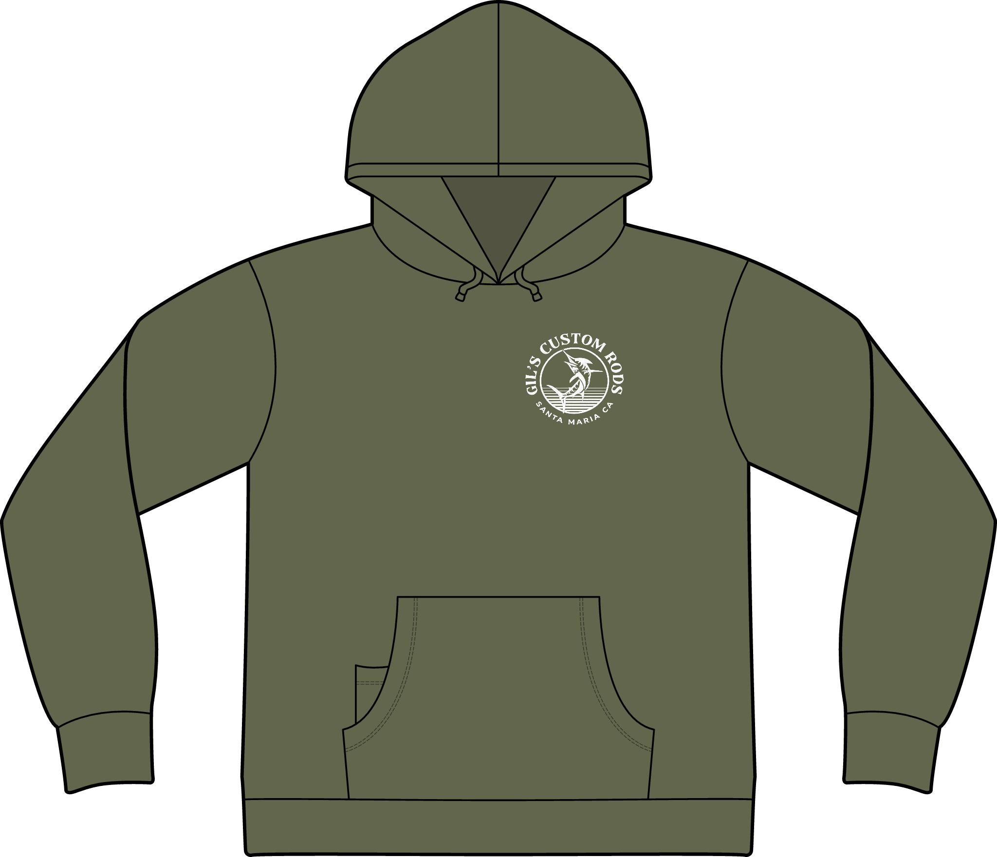 Fishing Hoodie – "Gil's Custom Rods, Santa Maria CA" Logo Pullover