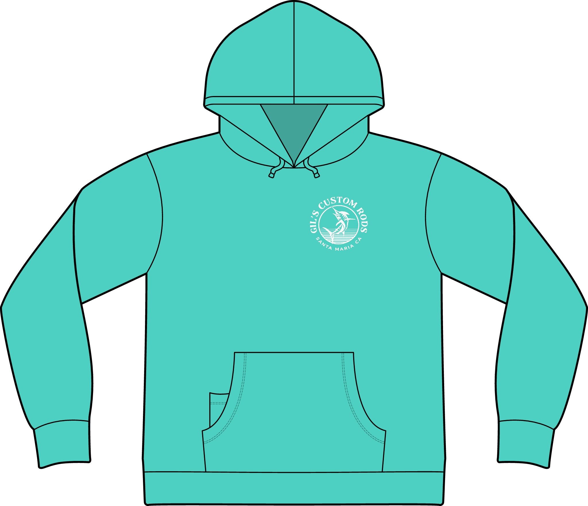 Fishing Hoodie – "Gil's Custom Rods, Santa Maria CA" Logo Pullover