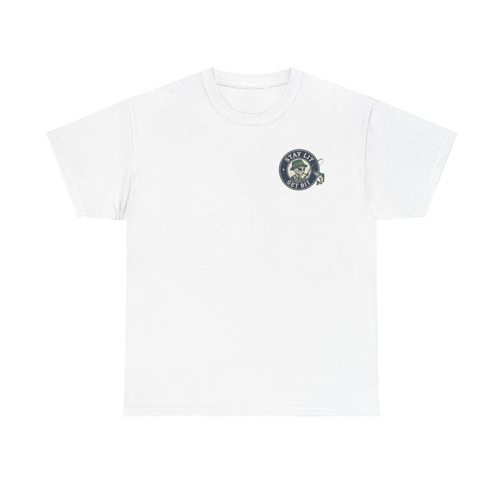 Stay Lit Get Bit T-Shirt — Vintage Alien Angler Graphic Tee