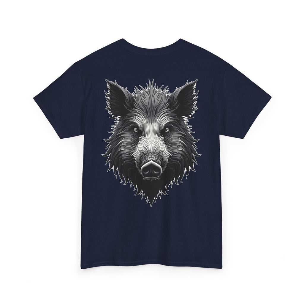 Wild Boar Graphic Tee — Detailed Monochrome Boar Head T-Shirt