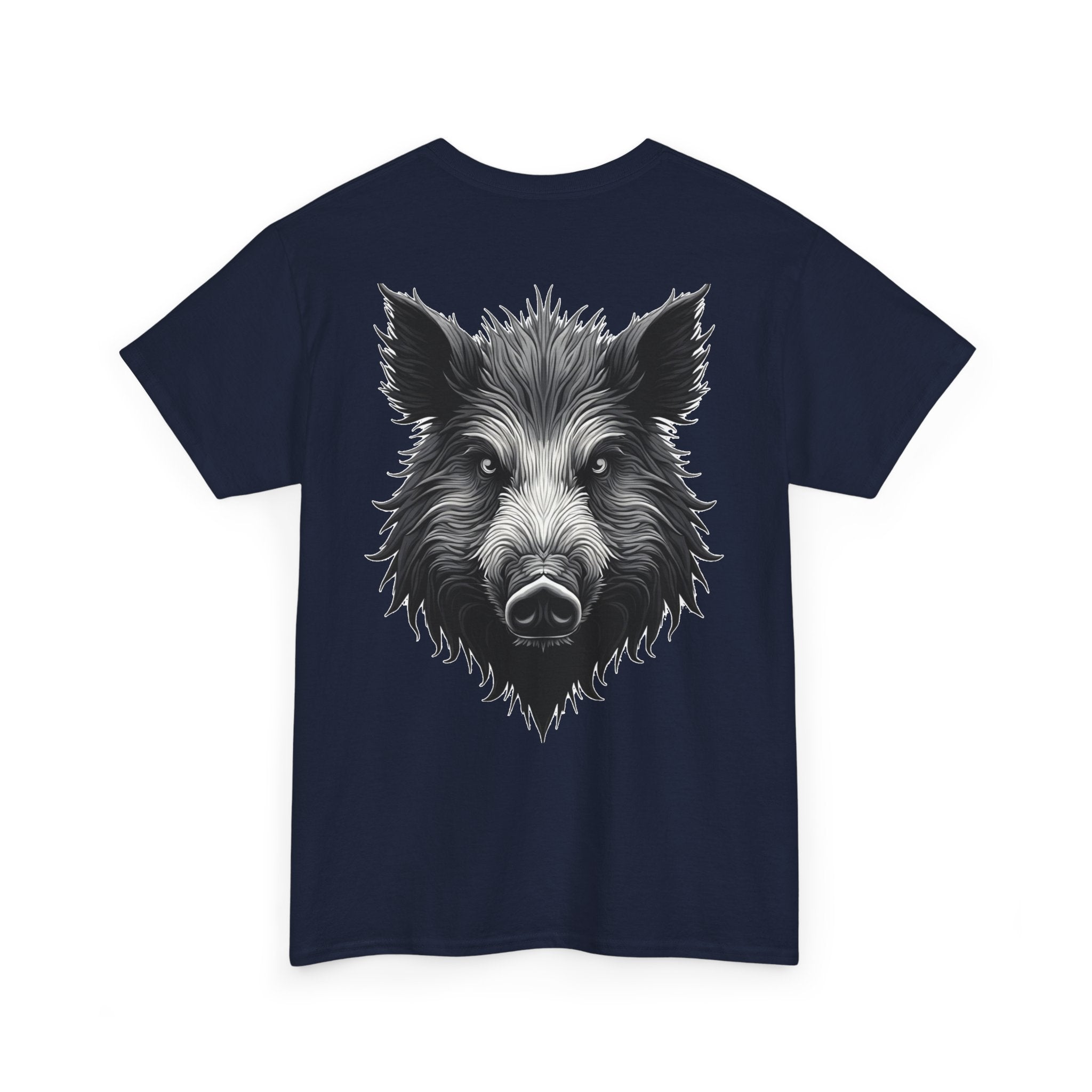 Wild Boar Graphic Tee — Detailed Monochrome Boar Head T-Shirt