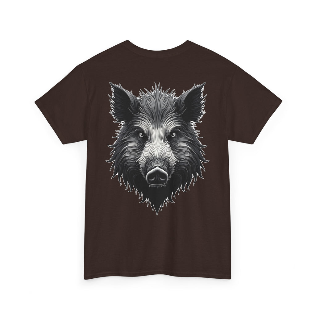 Wild Boar Graphic Tee — Detailed Monochrome Boar Head T-Shirt