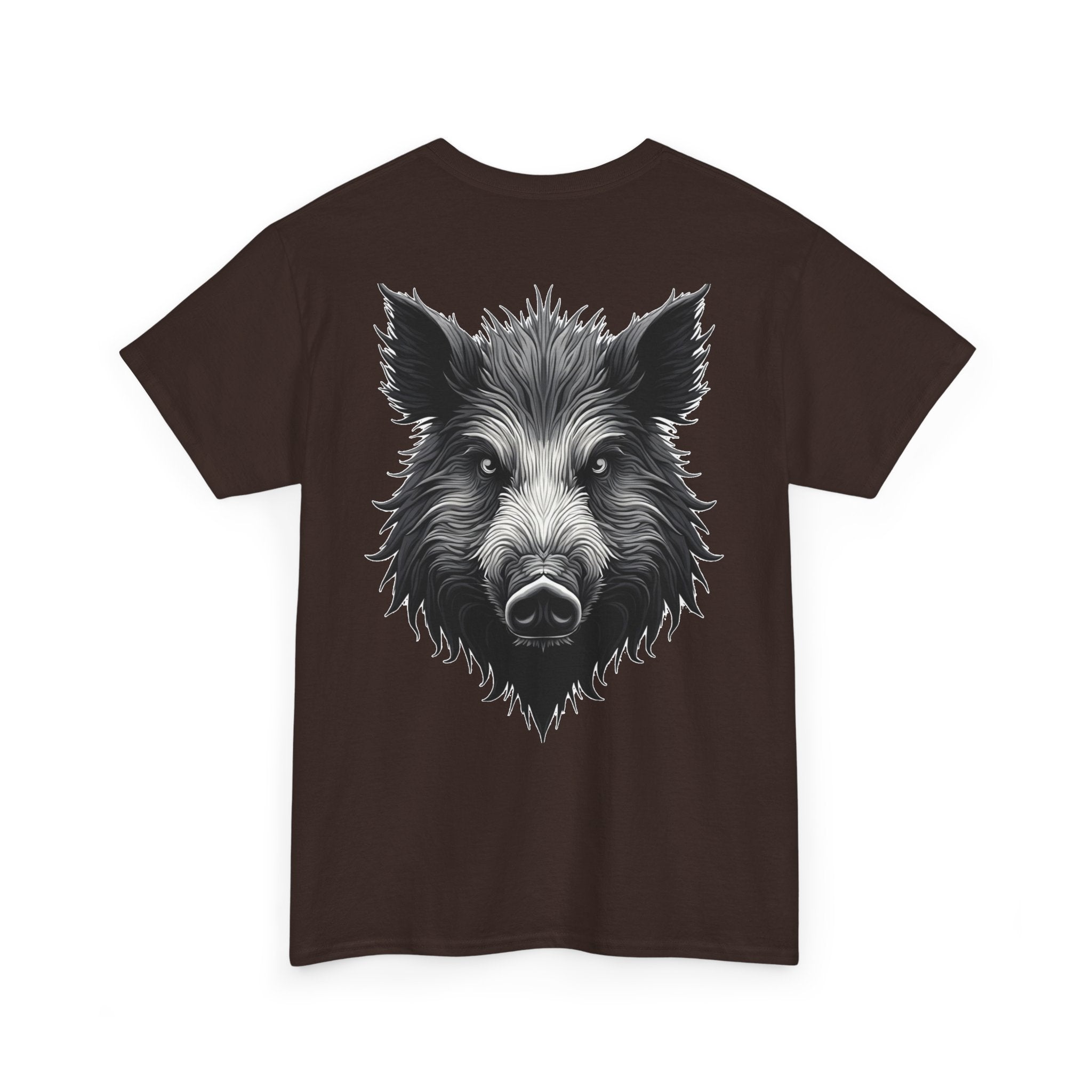 Wild Boar Graphic Tee — Detailed Monochrome Boar Head T-Shirt