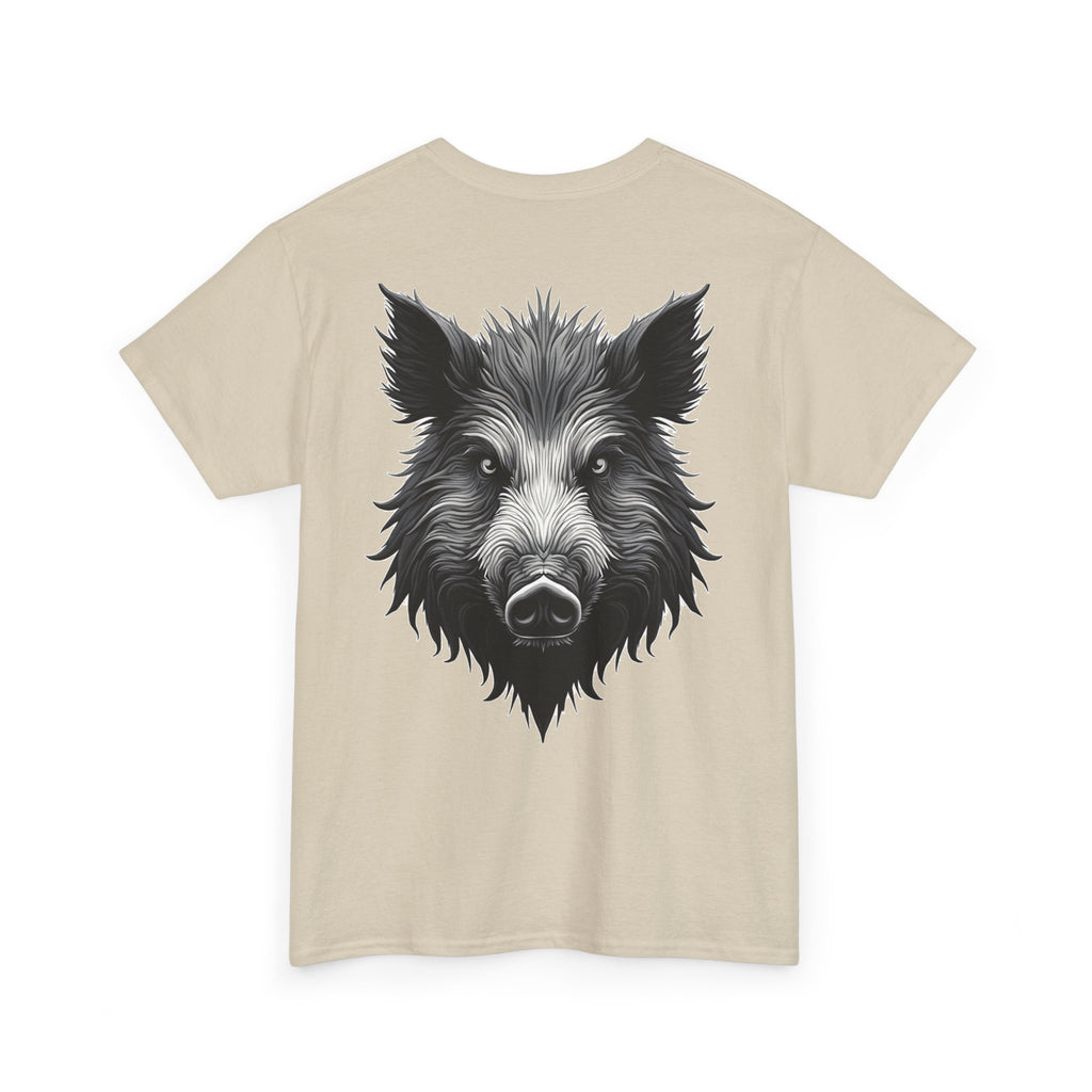 Wild Boar Graphic Tee — Detailed Monochrome Boar Head T-Shirt