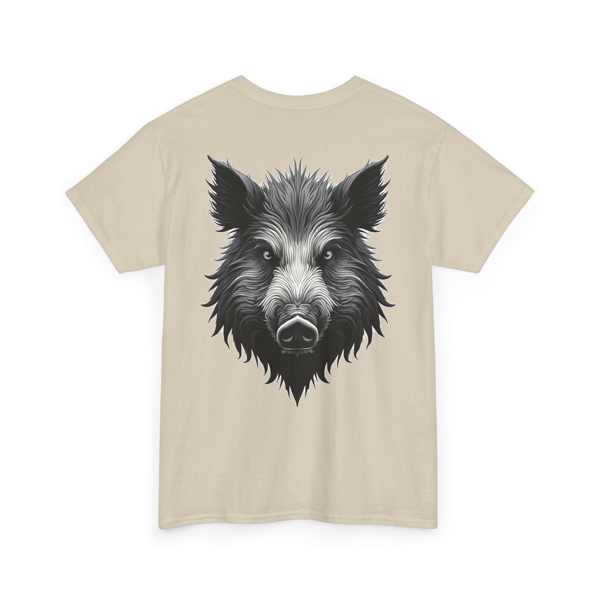 Wild Boar Graphic Tee — Detailed Monochrome Boar Head T-Shirt