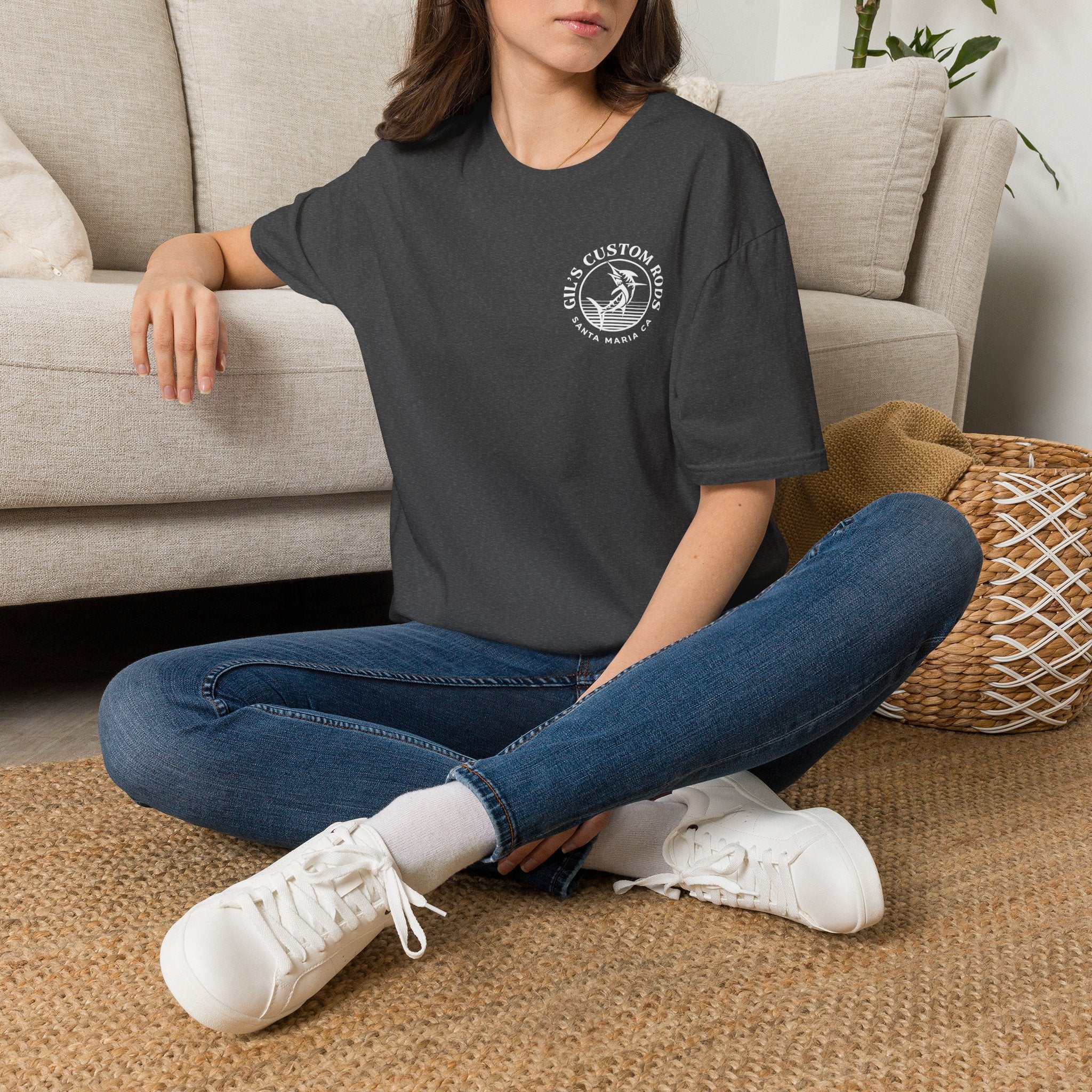 Fishing Logo T-Shirt — 'Gill's Custom Rods, Santa Maria CA' Pocket Tee