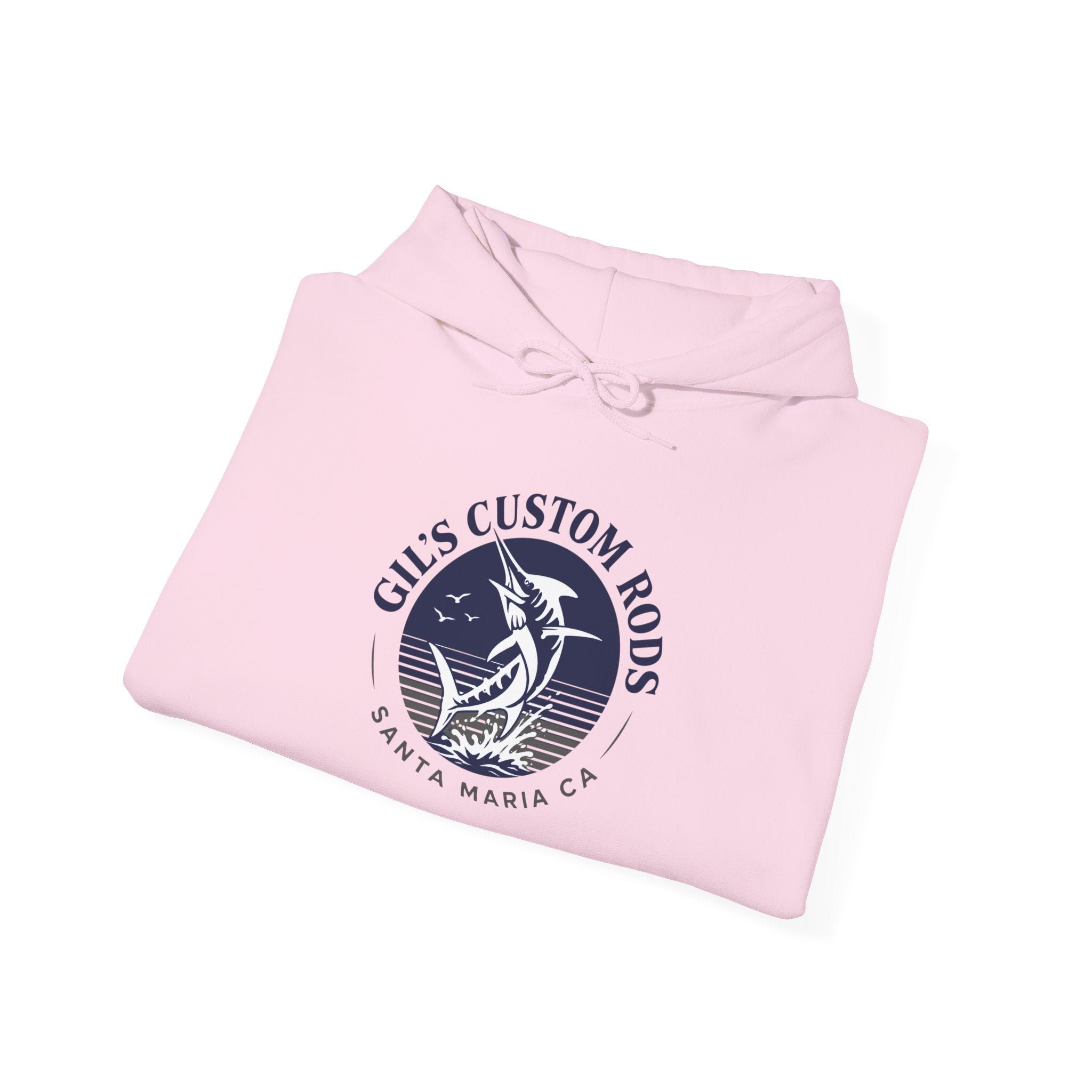 Fishing Hoodie — "Gils Custom Rods" Santa Maria CA Logo Pullover