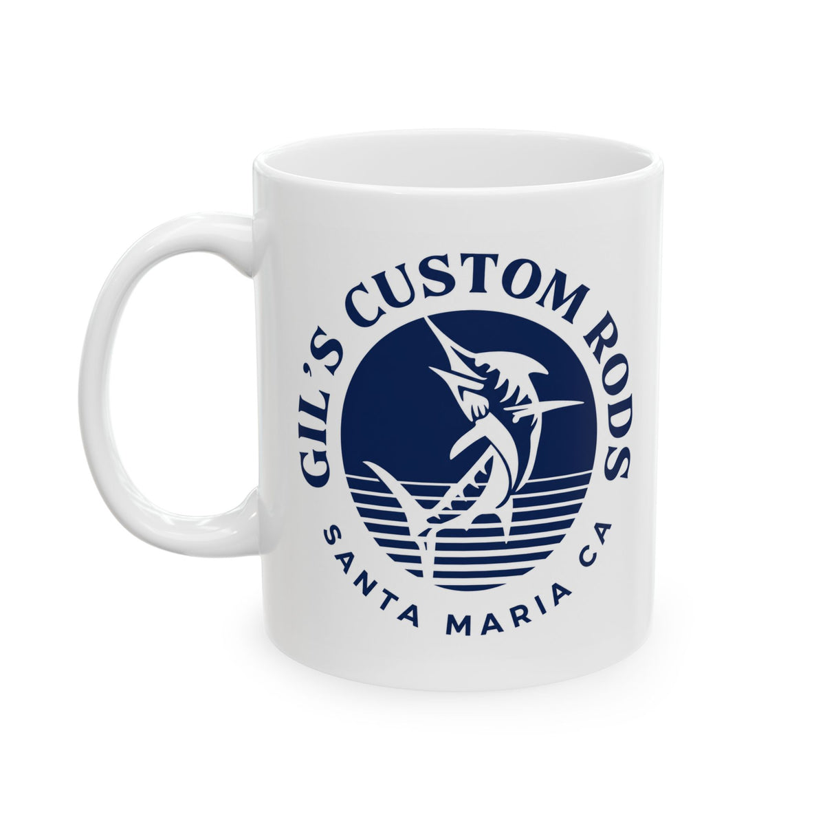 Gil's Custom Rods Ceramic Mug — Santa Maria Fishing Logo (11oz & 15oz)