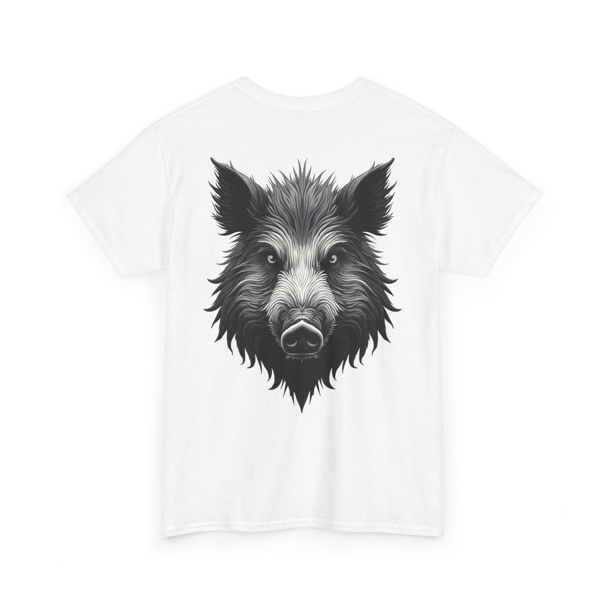 Wild Boar Graphic Tee — Detailed Monochrome Boar Head T-Shirt