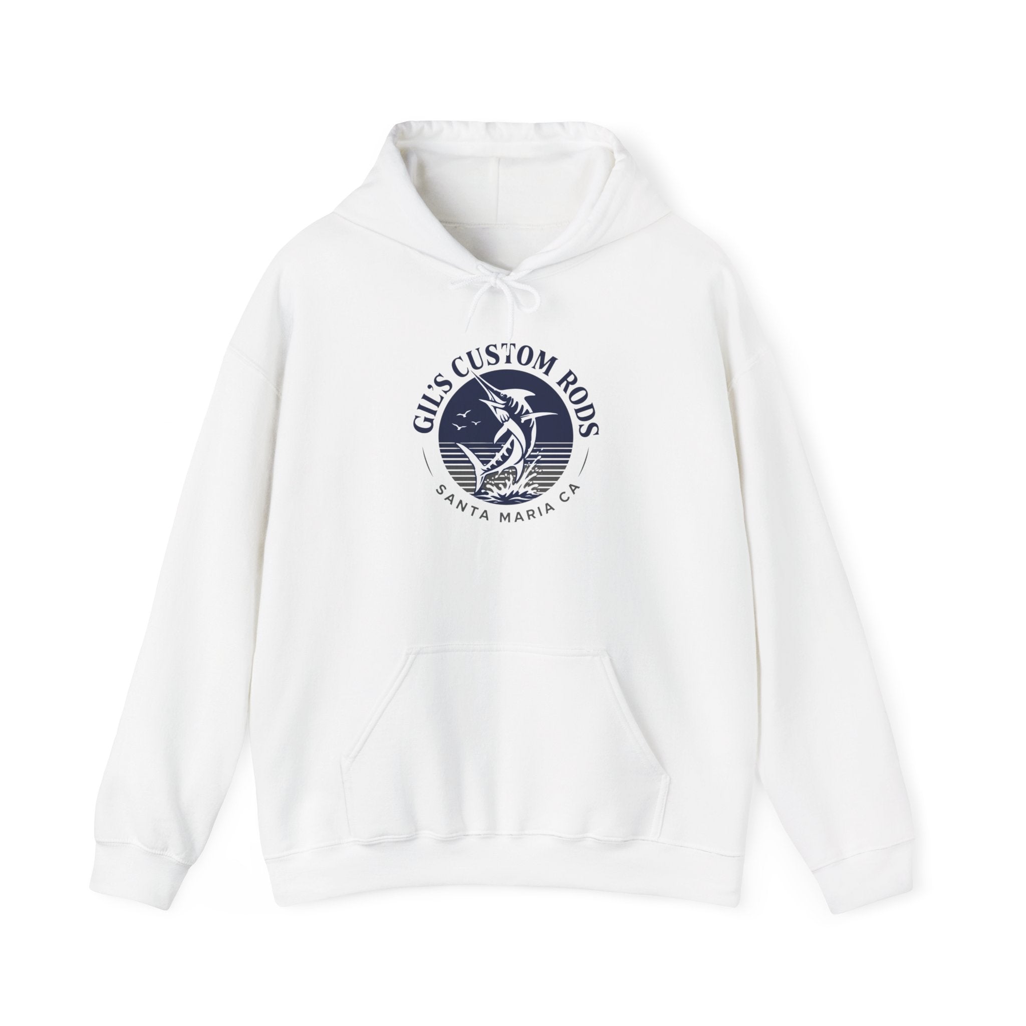 Fishing Hoodie — "Gils Custom Rods" Santa Maria CA Logo Pullover