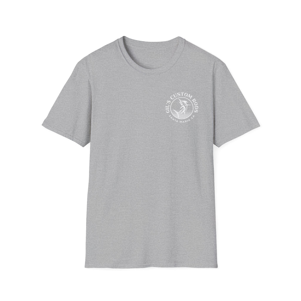 Fishing Logo T-Shirt — 'Gill's Custom Rods, Santa Maria CA' Pocket Tee