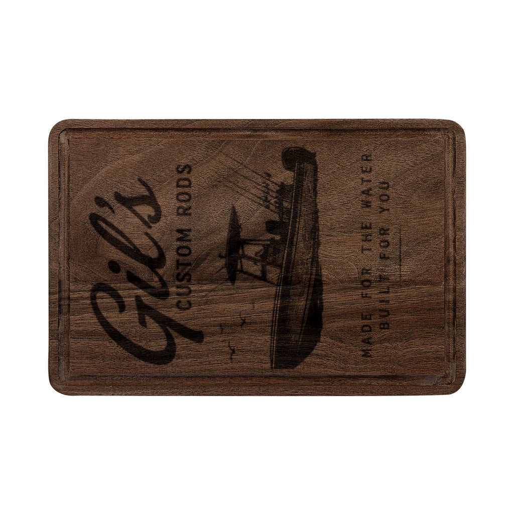 Personalized Engraved Cutting Board — Custom 'Gil's Custom Boats' Boat Design
