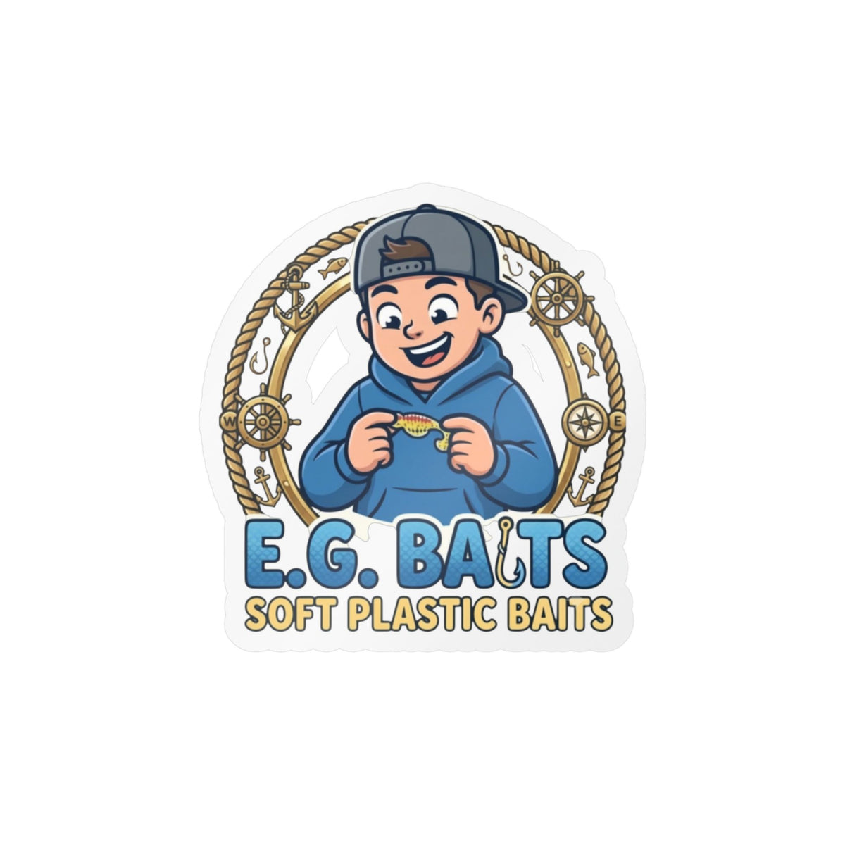 E.G. Baits Logo Kiss-Cut Vinyl Sticker — Fishing Soft Plastic Baits Decal