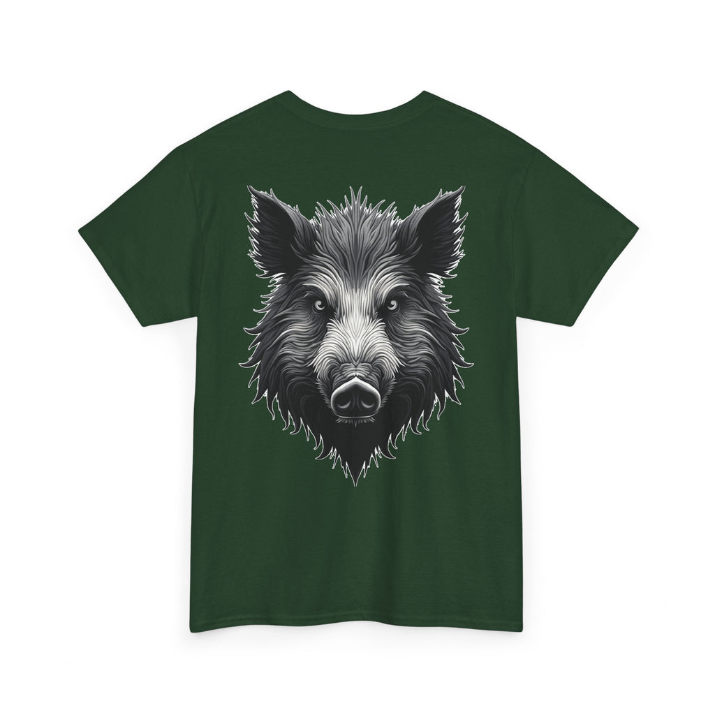 Wild Boar Graphic Tee — Detailed Monochrome Boar Head T-Shirt