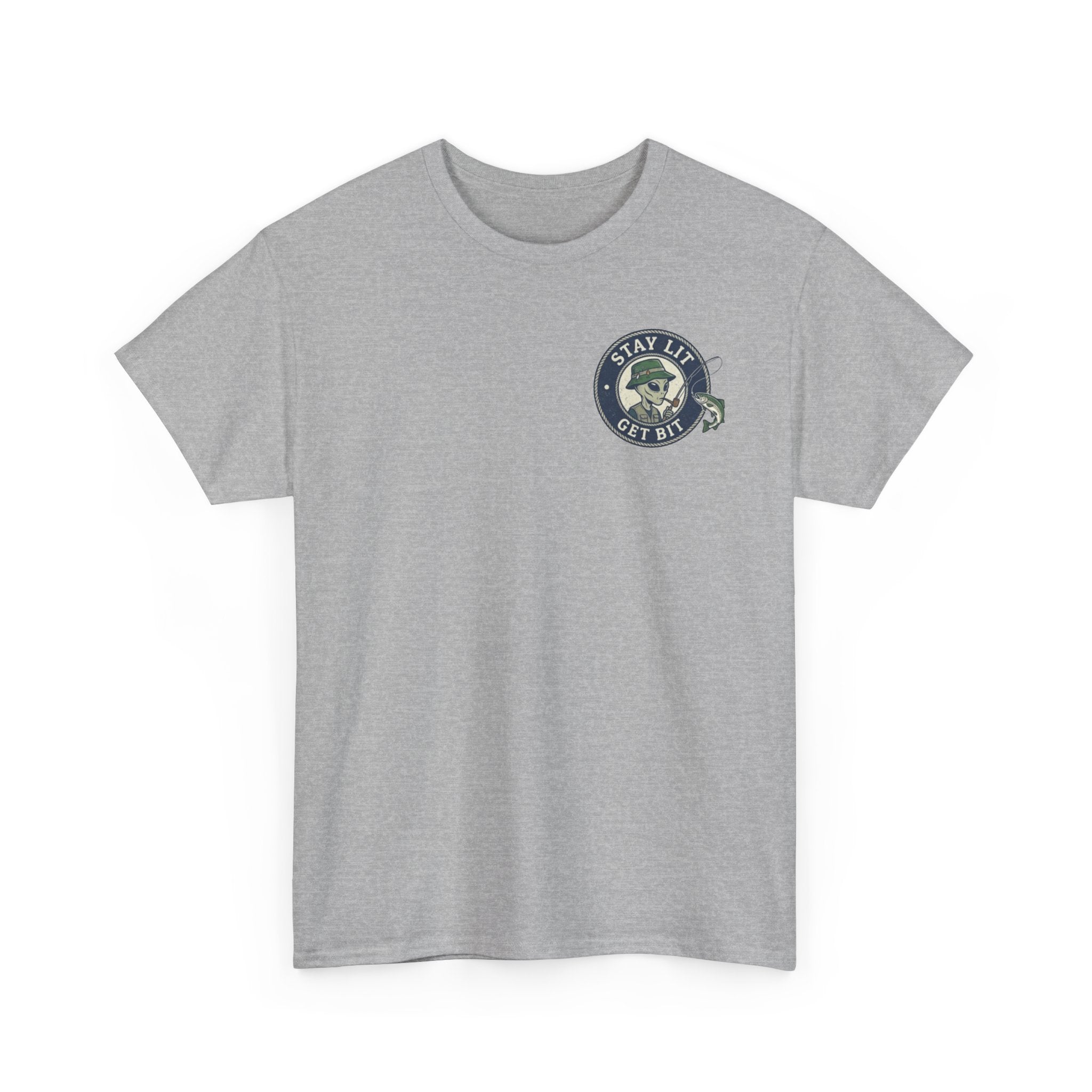 Fishing Skull Tee — "Stay Lit Get Bit" Graphic T-Shirt