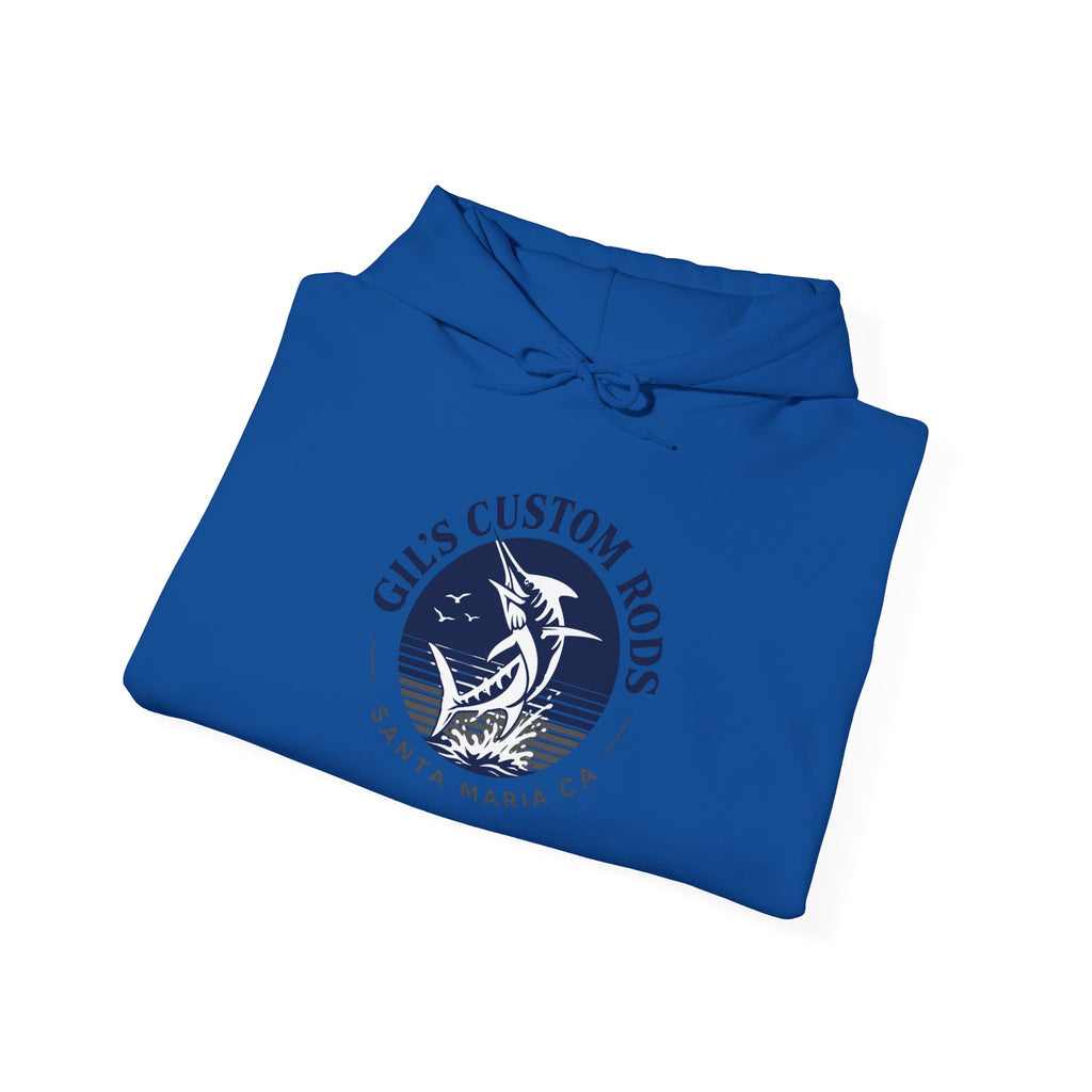 Fishing Hoodie — "Gils Custom Rods" Santa Maria CA Logo Pullover