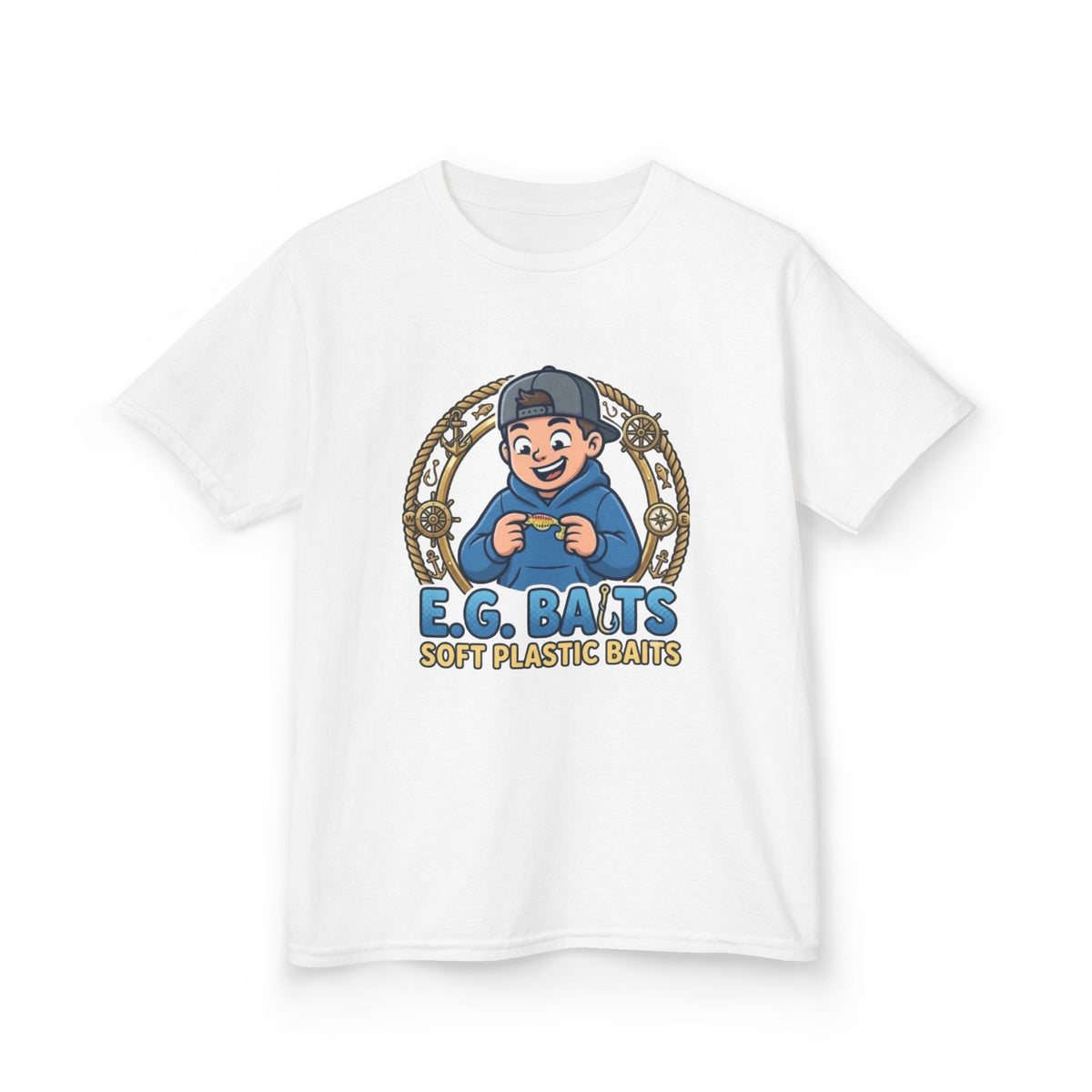 Kids Fishing Logo Tee — "E.G. Baits" Soft Plastic Baits Graphic