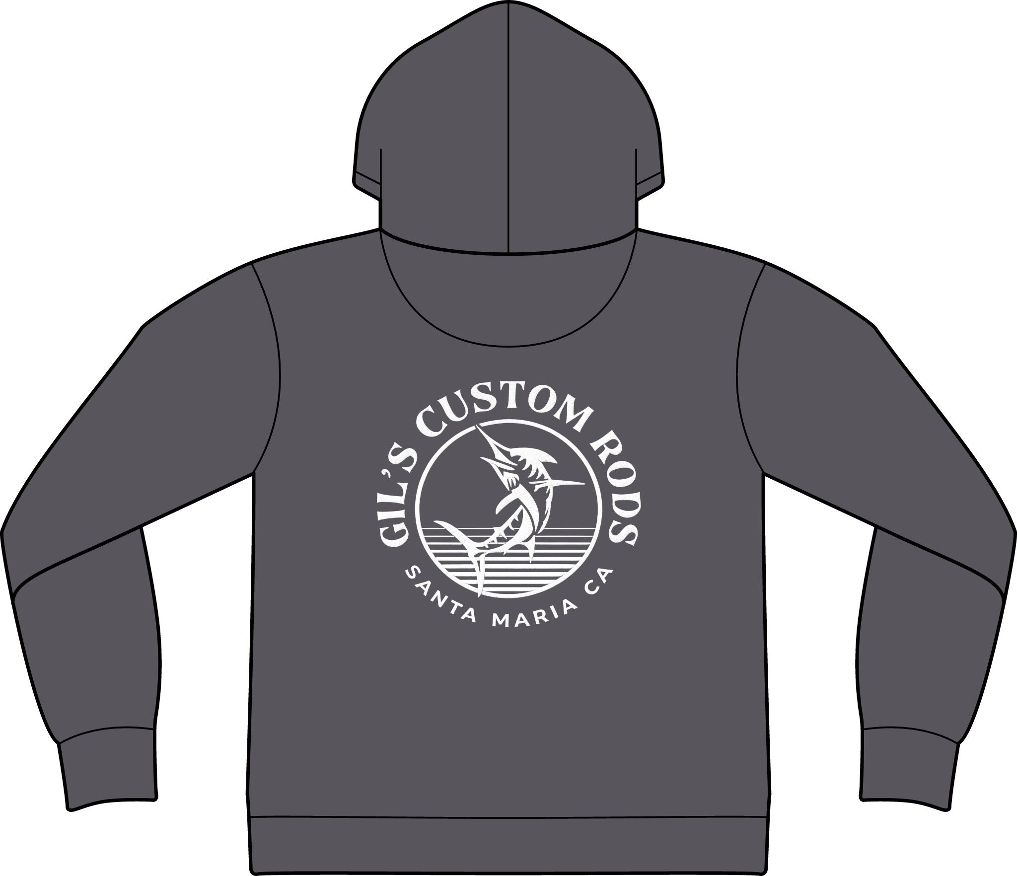 Fishing Hoodie – "Gil's Custom Rods, Santa Maria CA" Logo Pullover