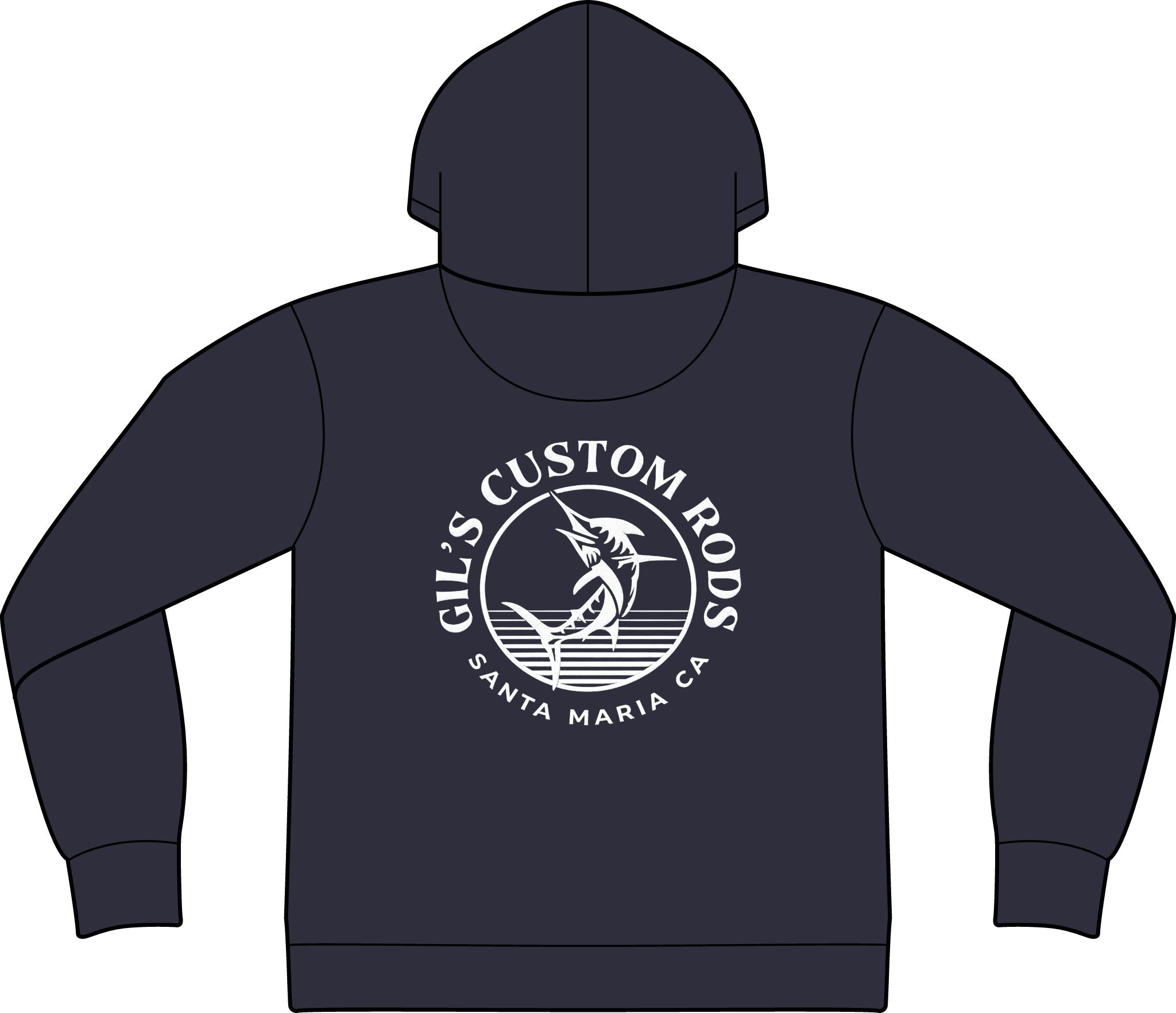 Fishing Hoodie – "Gil's Custom Rods, Santa Maria CA" Logo Pullover