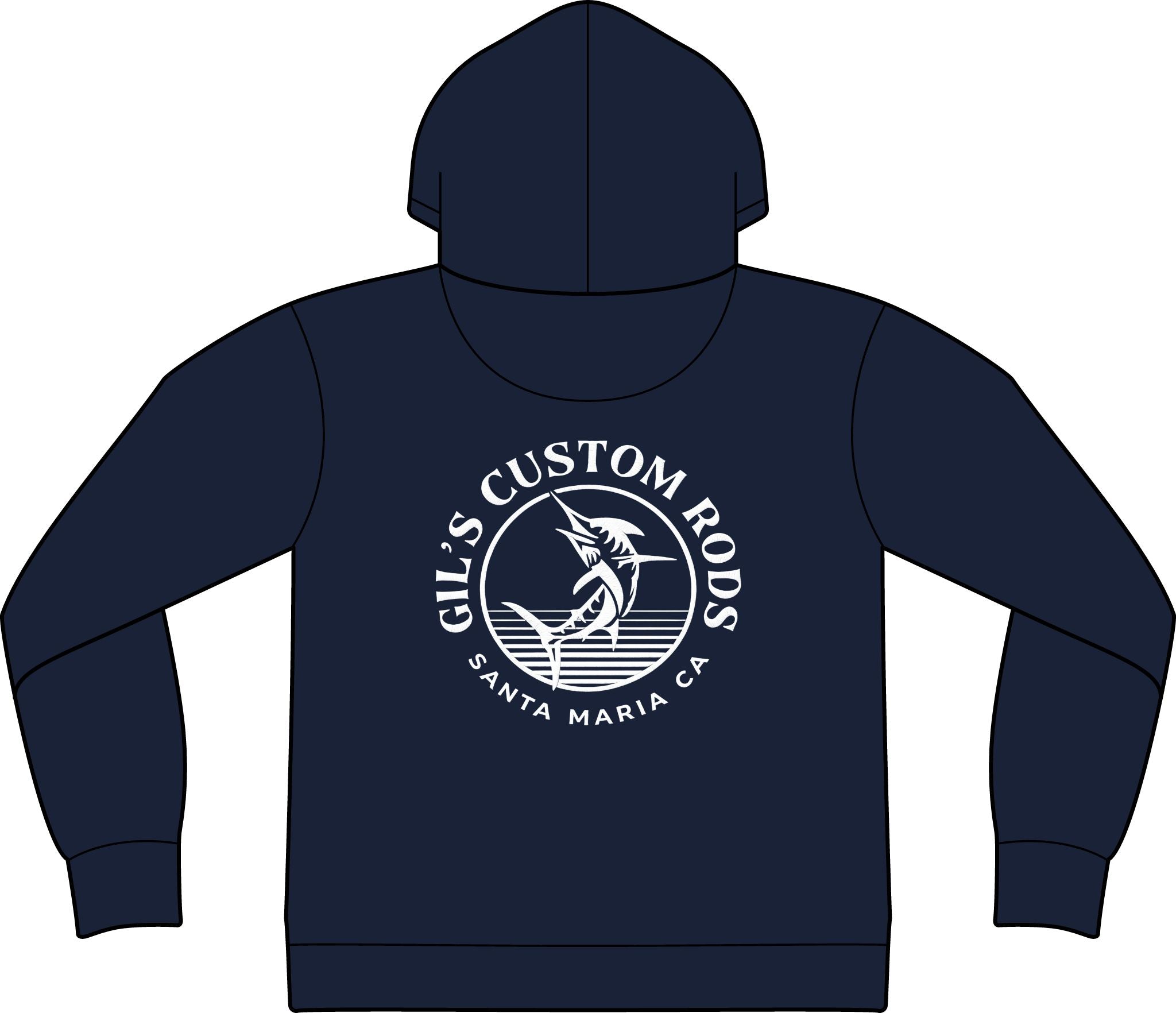 Fishing Hoodie – "Gil's Custom Rods, Santa Maria CA" Logo Pullover