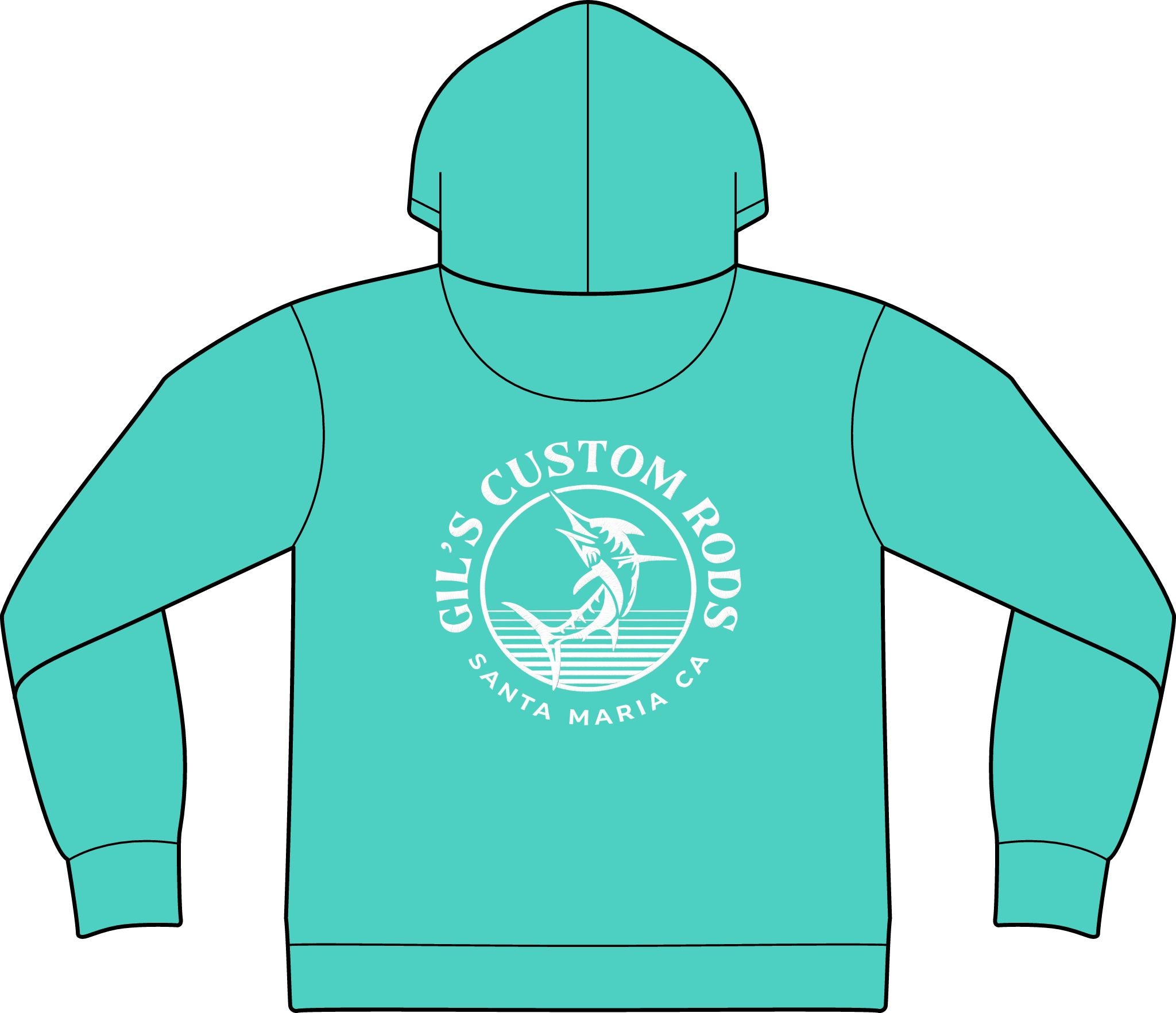 Fishing Hoodie – "Gil's Custom Rods, Santa Maria CA" Logo Pullover