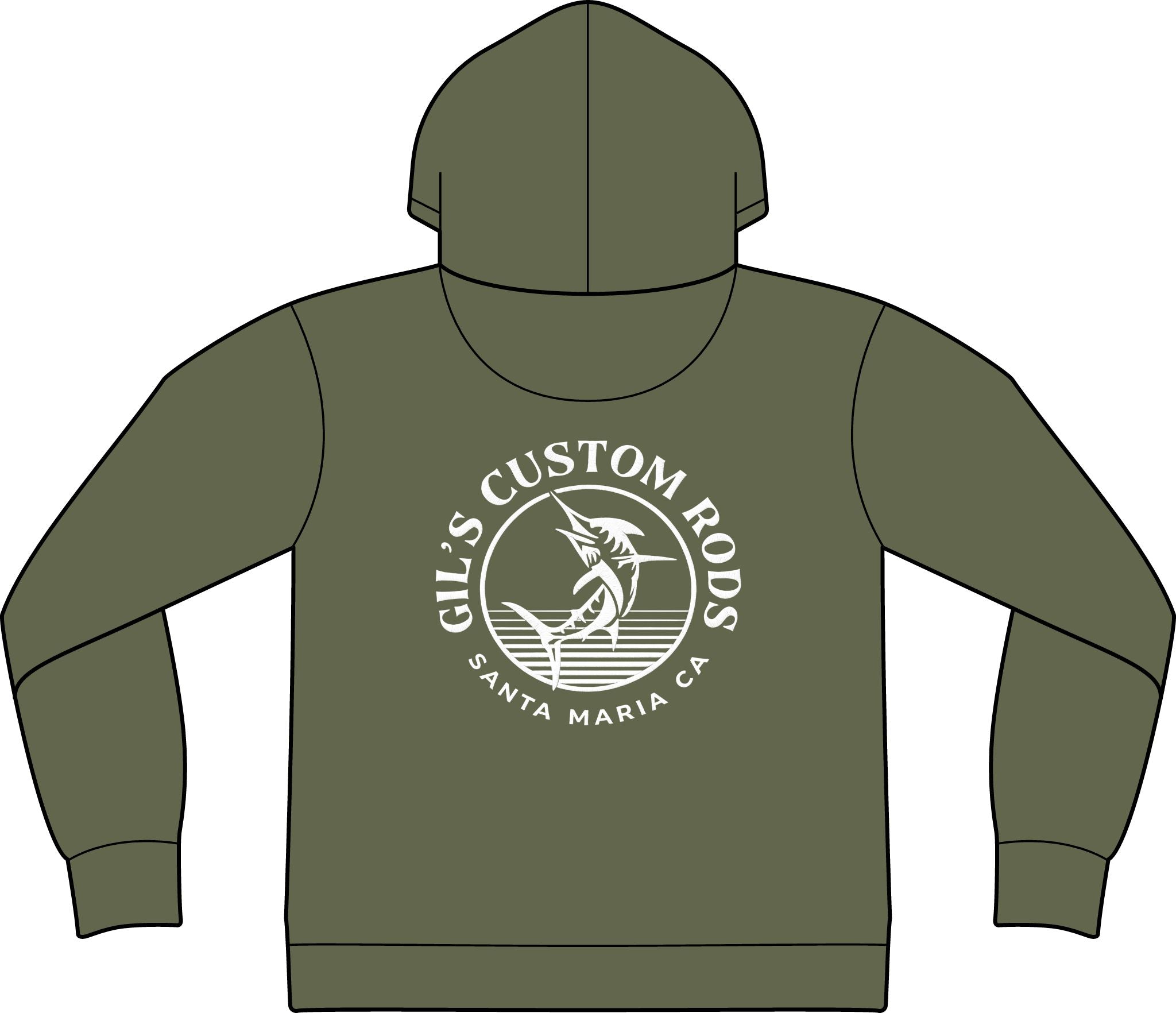 Fishing Hoodie – "Gil's Custom Rods, Santa Maria CA" Logo Pullover