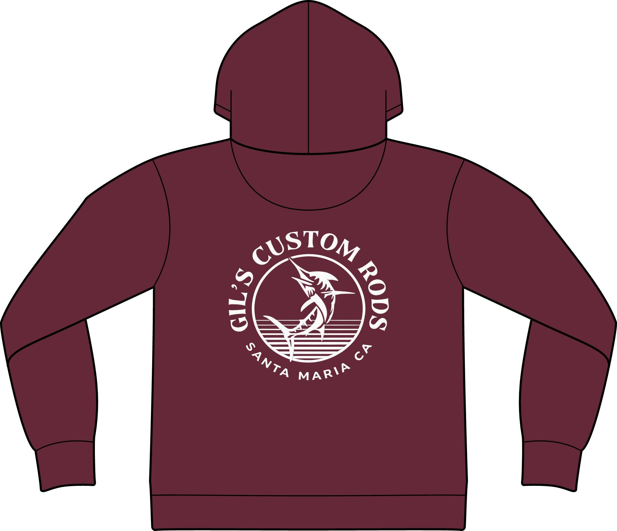 Fishing Hoodie – "Gil's Custom Rods, Santa Maria CA" Logo Pullover