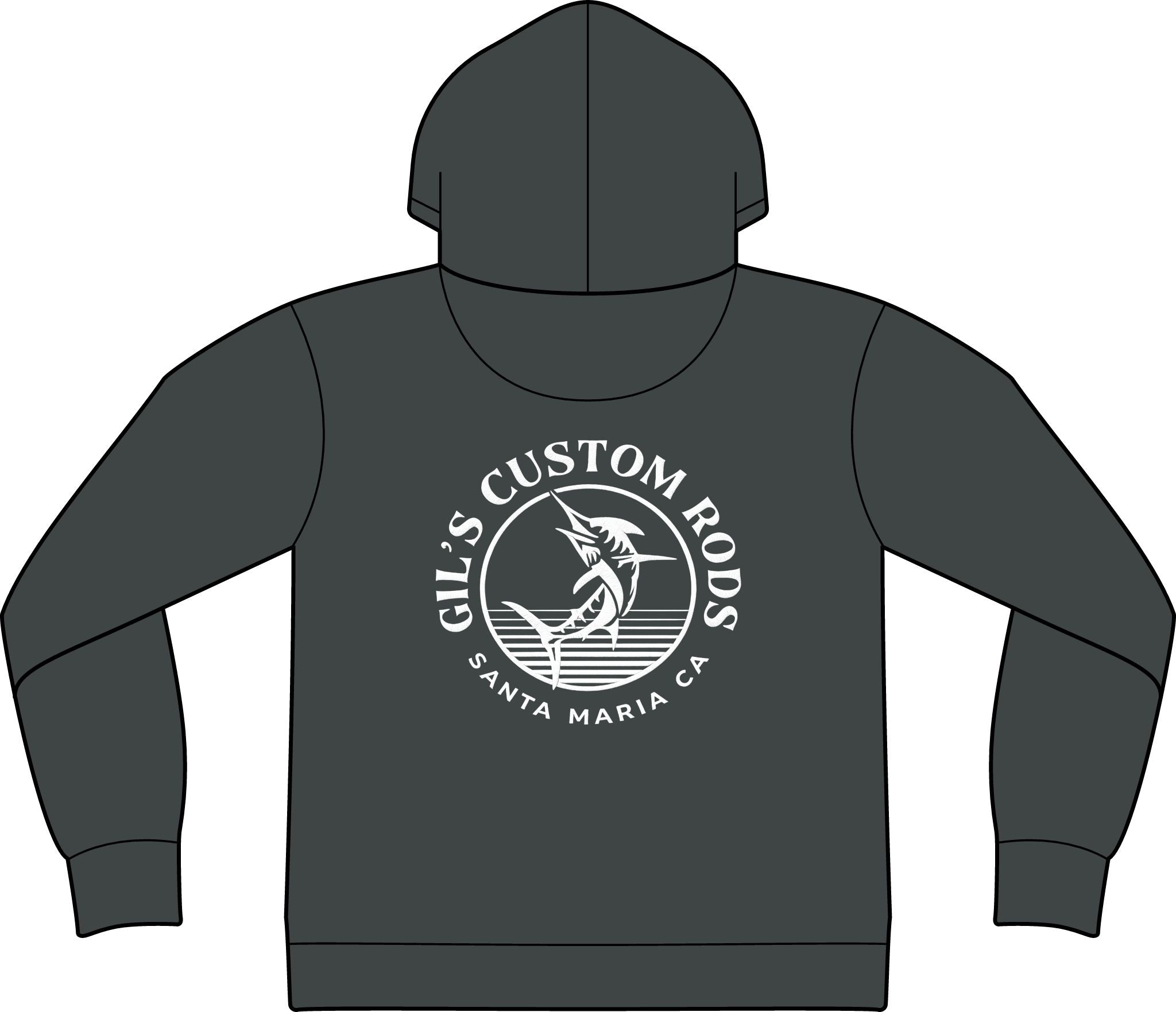 Fishing Hoodie – "Gil's Custom Rods, Santa Maria CA" Logo Pullover
