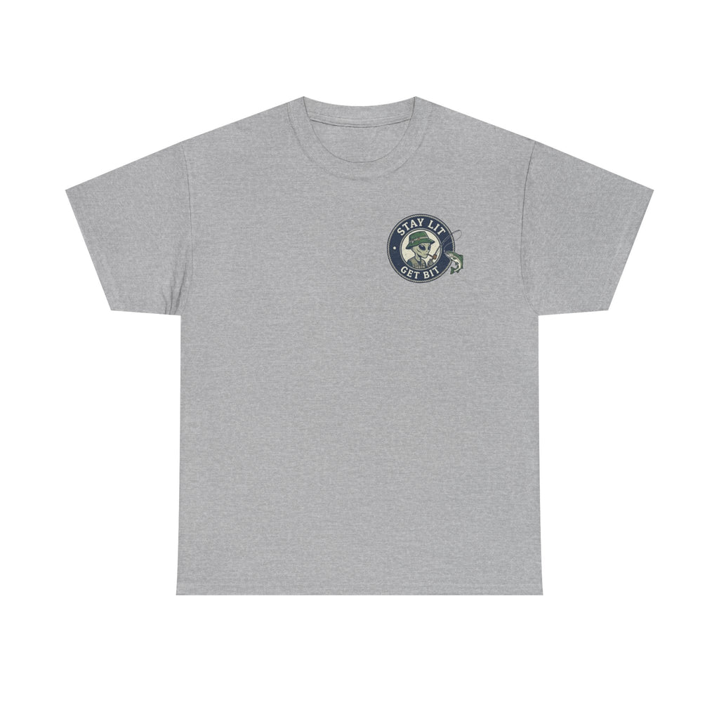 Fishing Skull Tee — "Stay Lit Get Bit" Graphic T-Shirt