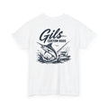 Fishing T-Shirt — "Gils Custom Rods" Marlin Boat Graphic Tee
