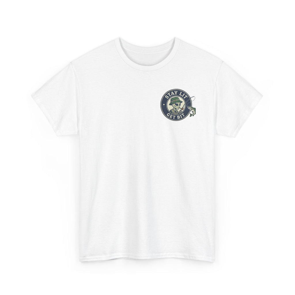 Fishing Skull Tee — "Stay Lit Get Bit" Graphic T-Shirt