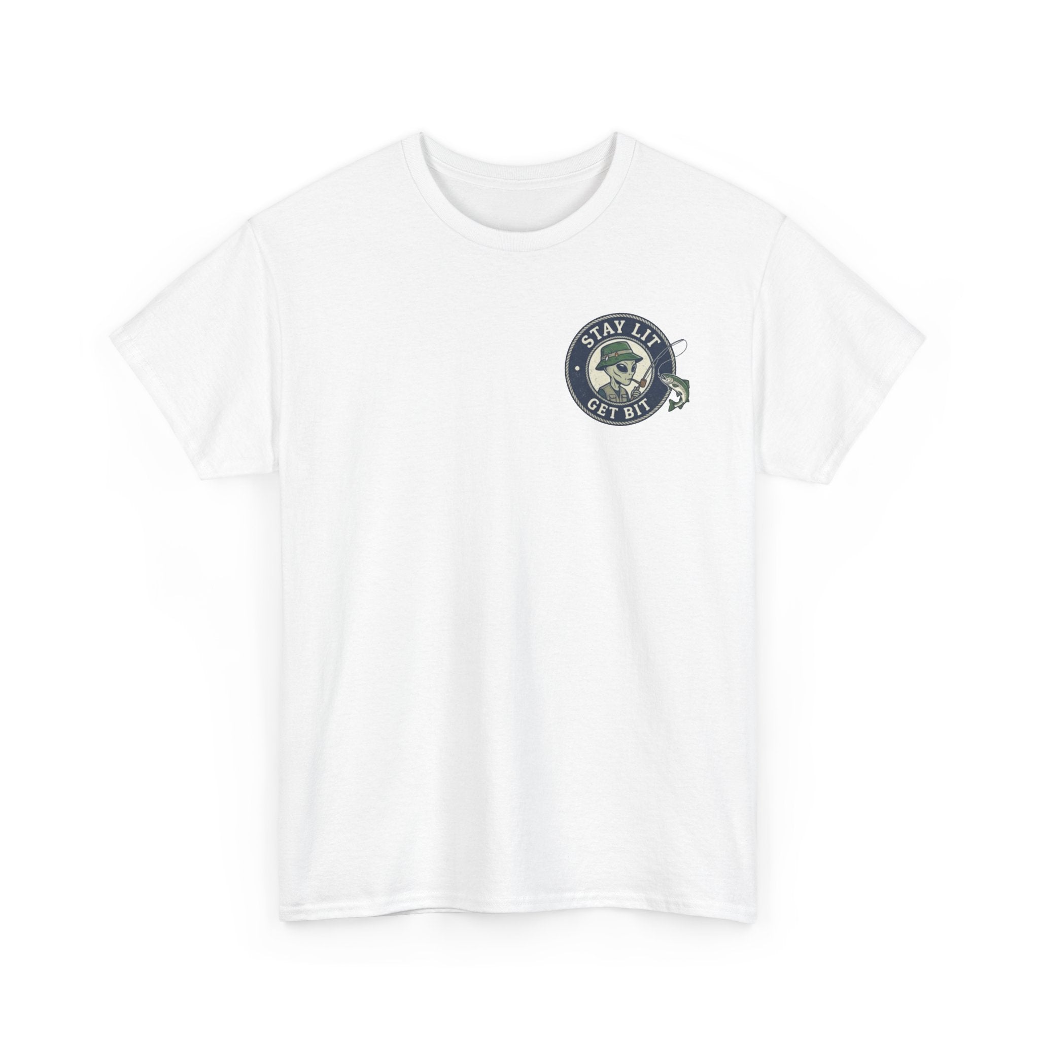 Fishing Skull Tee — "Stay Lit Get Bit" Graphic T-Shirt