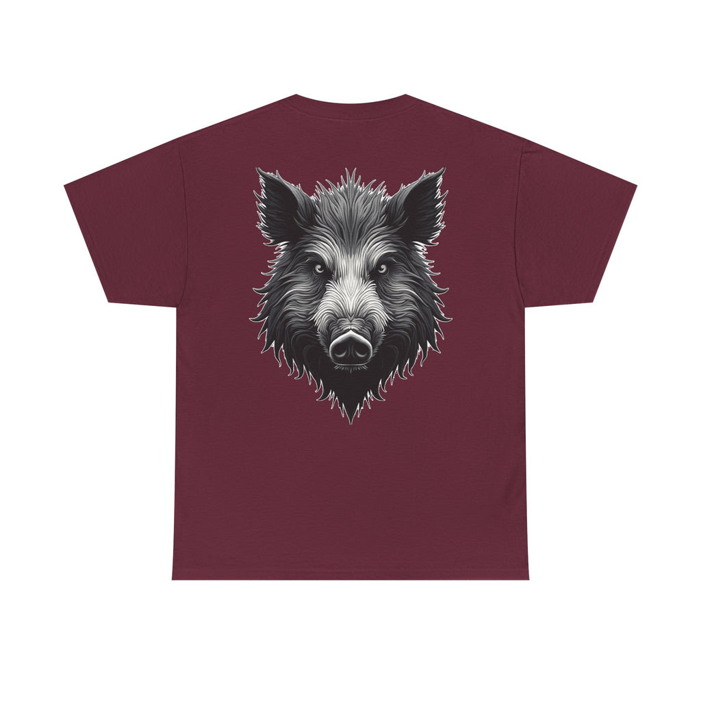 Wild Boar Graphic Tee — Detailed Monochrome Boar Head T-Shirt