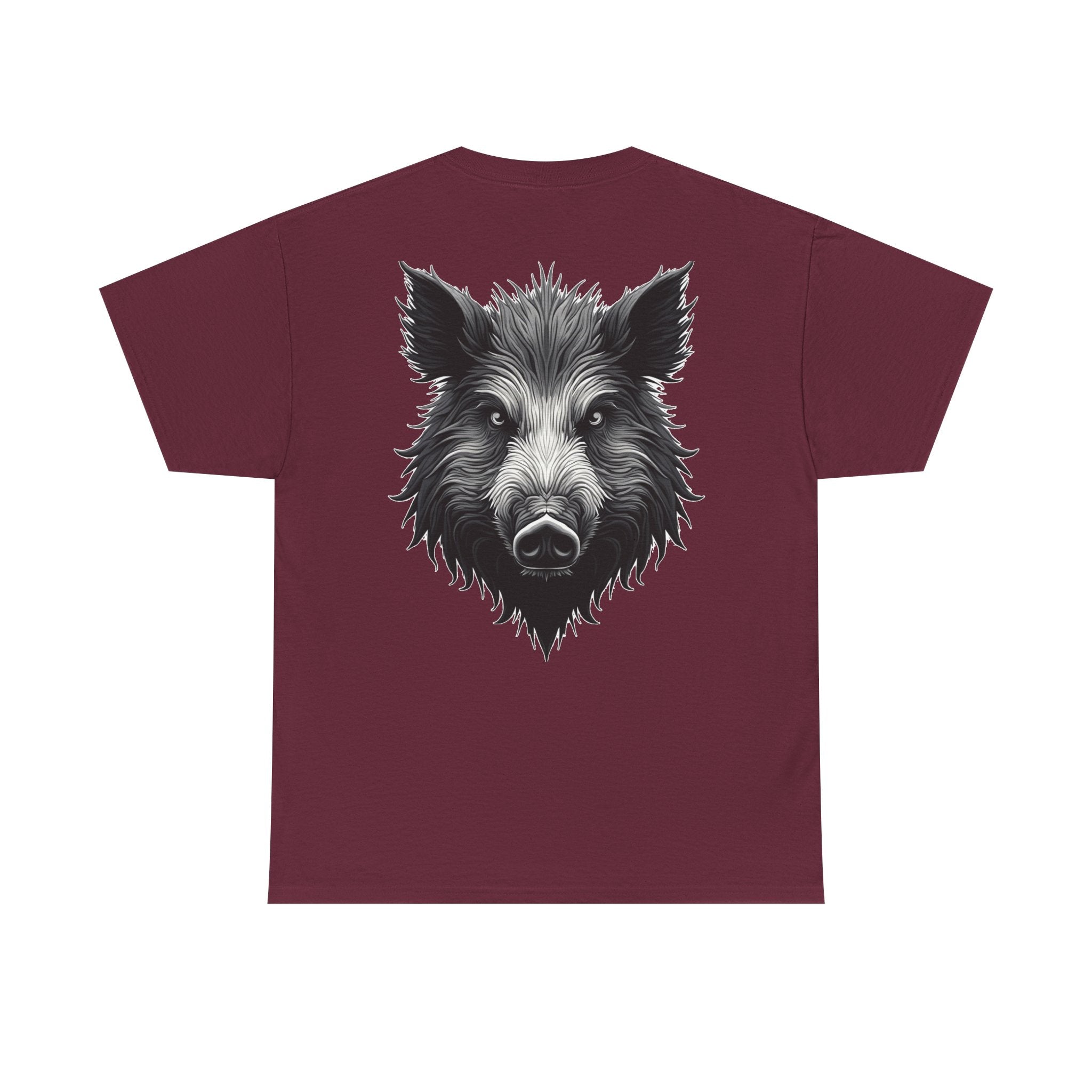 Wild Boar Graphic Tee — Detailed Monochrome Boar Head T-Shirt